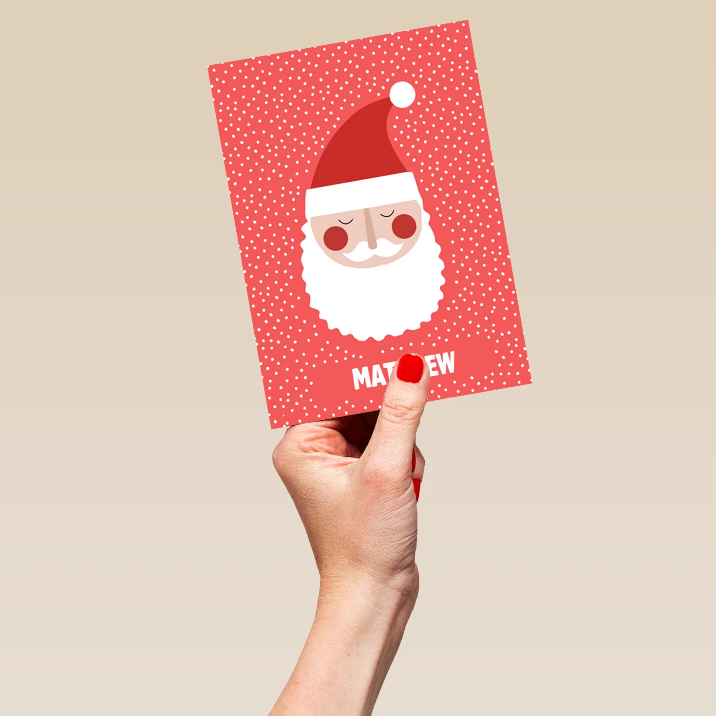 Personalised Modern Christmas Kids Editable Santa Face Card - Image 5