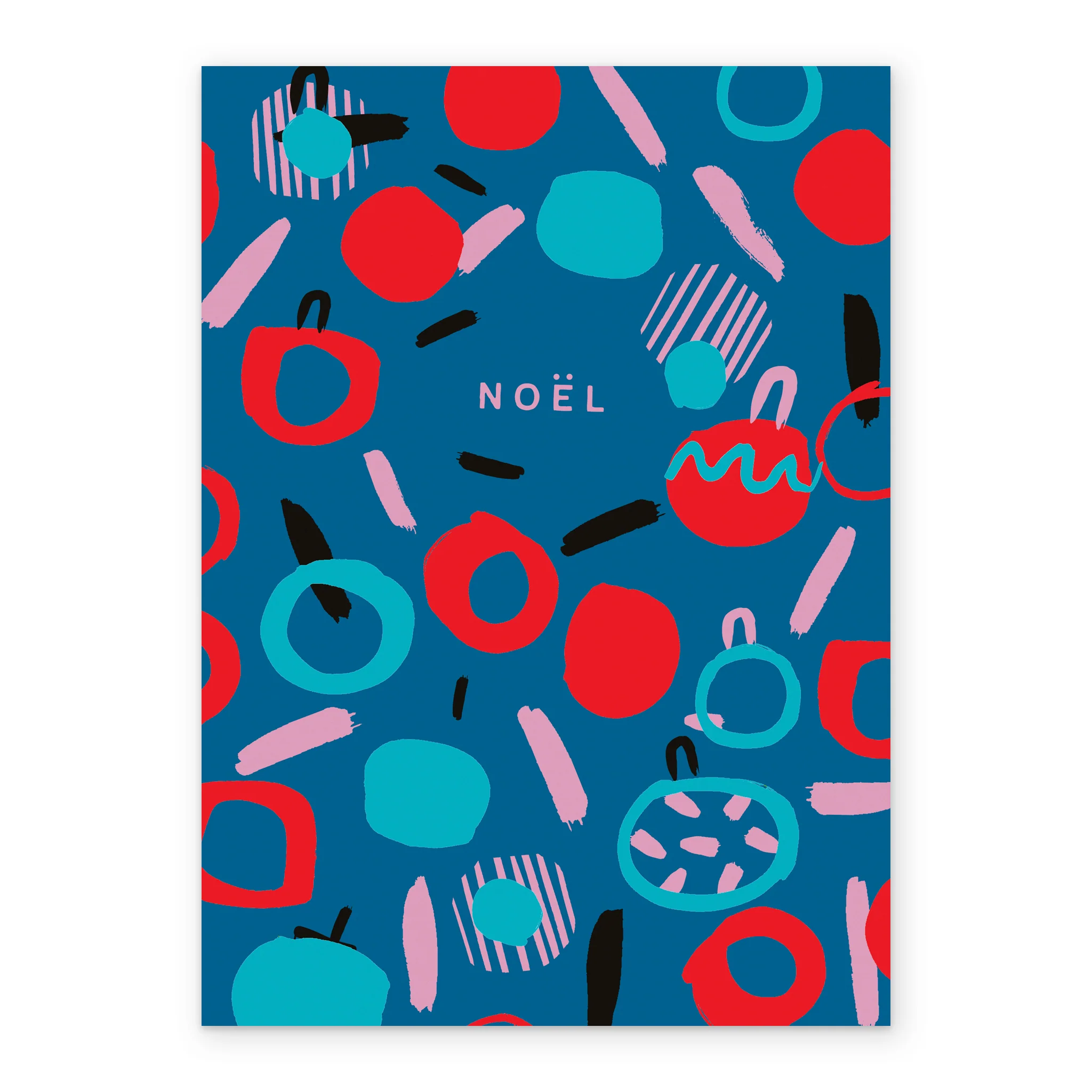 Personalised Modern Christmas Noel Colourful Baubles Card - Image 2