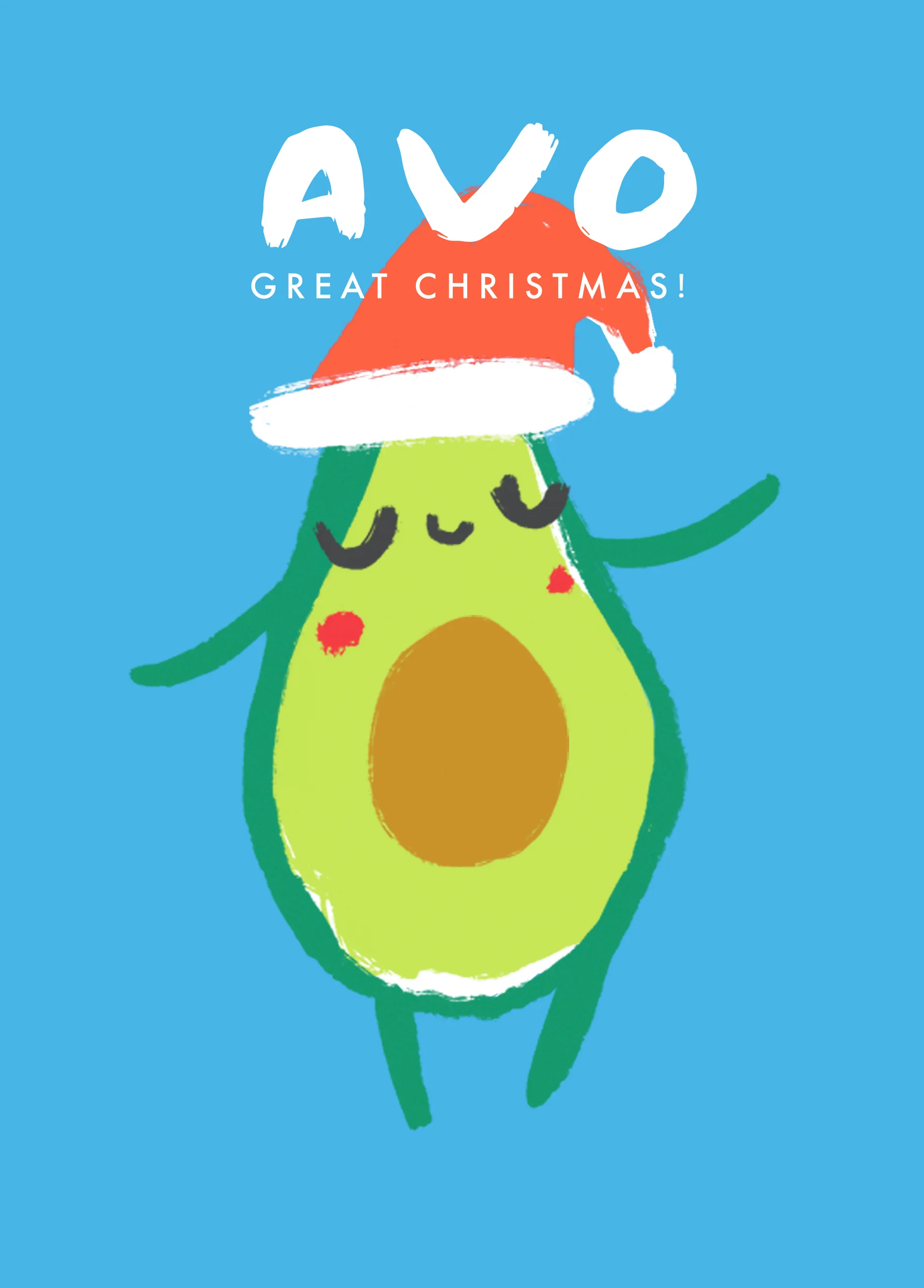 Personalised Modern Christmas Quirky Avocado Santa Hat Card