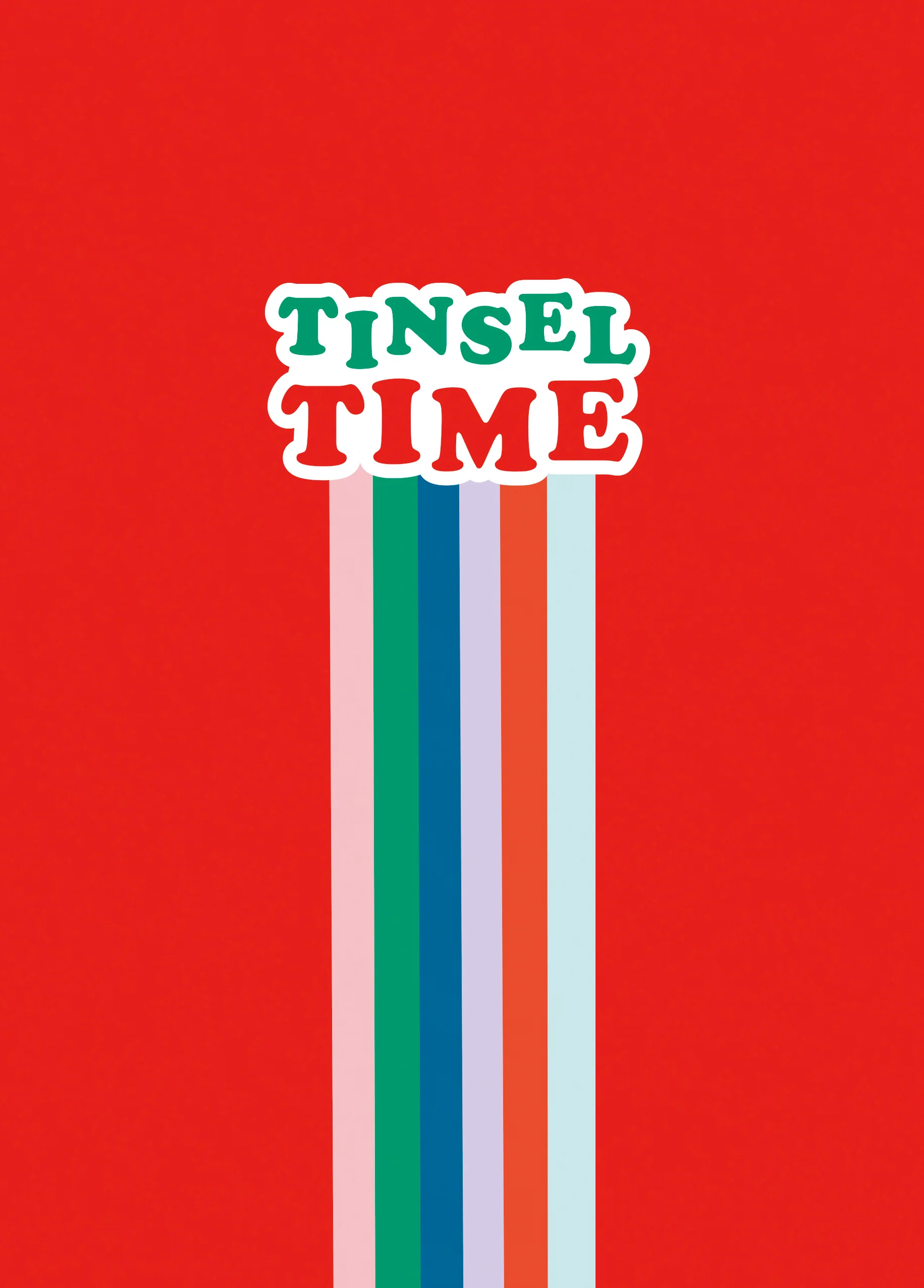 Personalised Modern Christmas Retro Stripe Tinsel Time Card