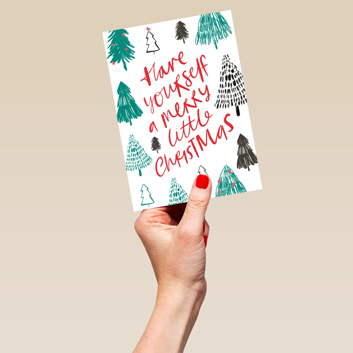 Personalised Modern Have Yourself A Merry Christmas Trees Card - Image 5