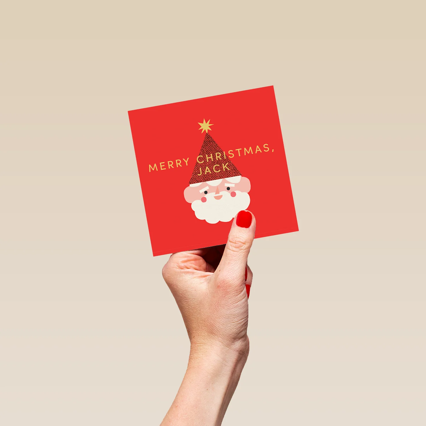 Personalised Modern Kids Christmas Santa Face Card - Image 4