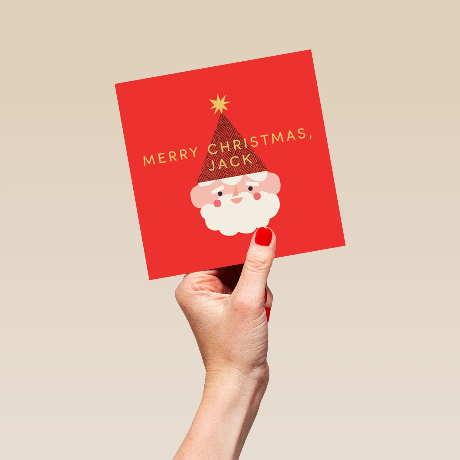 Personalised Modern Kids Christmas Santa Face Card - Image 5