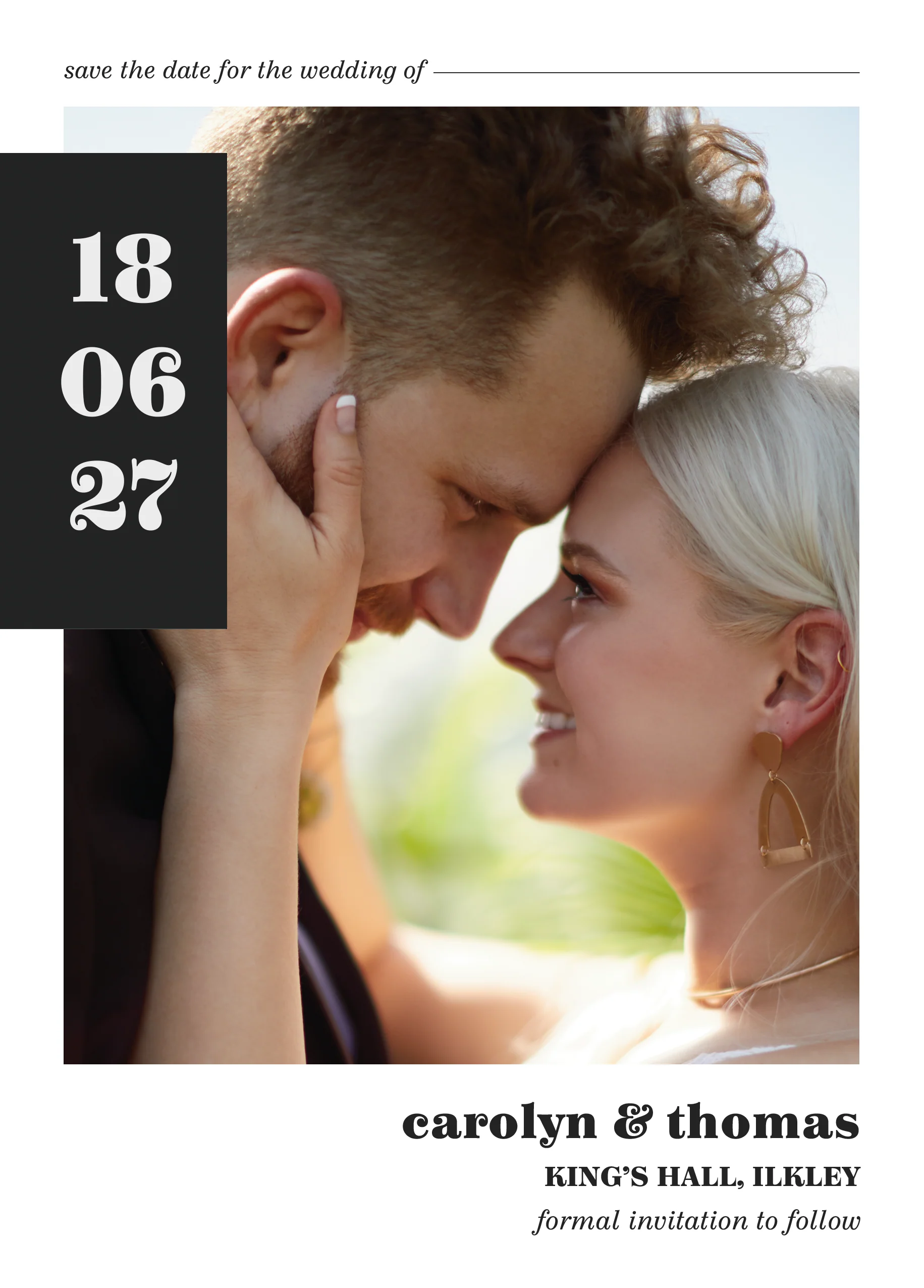 Personalised Modern Photo Upload Wedding Save the Date Card