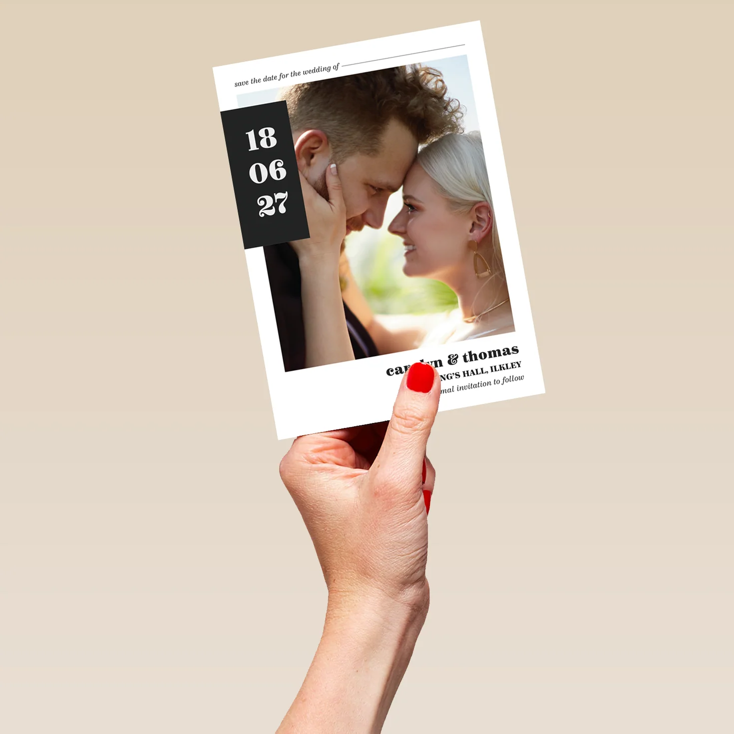 Personalised Modern Photo Upload Wedding Save the Date Card - Image 5