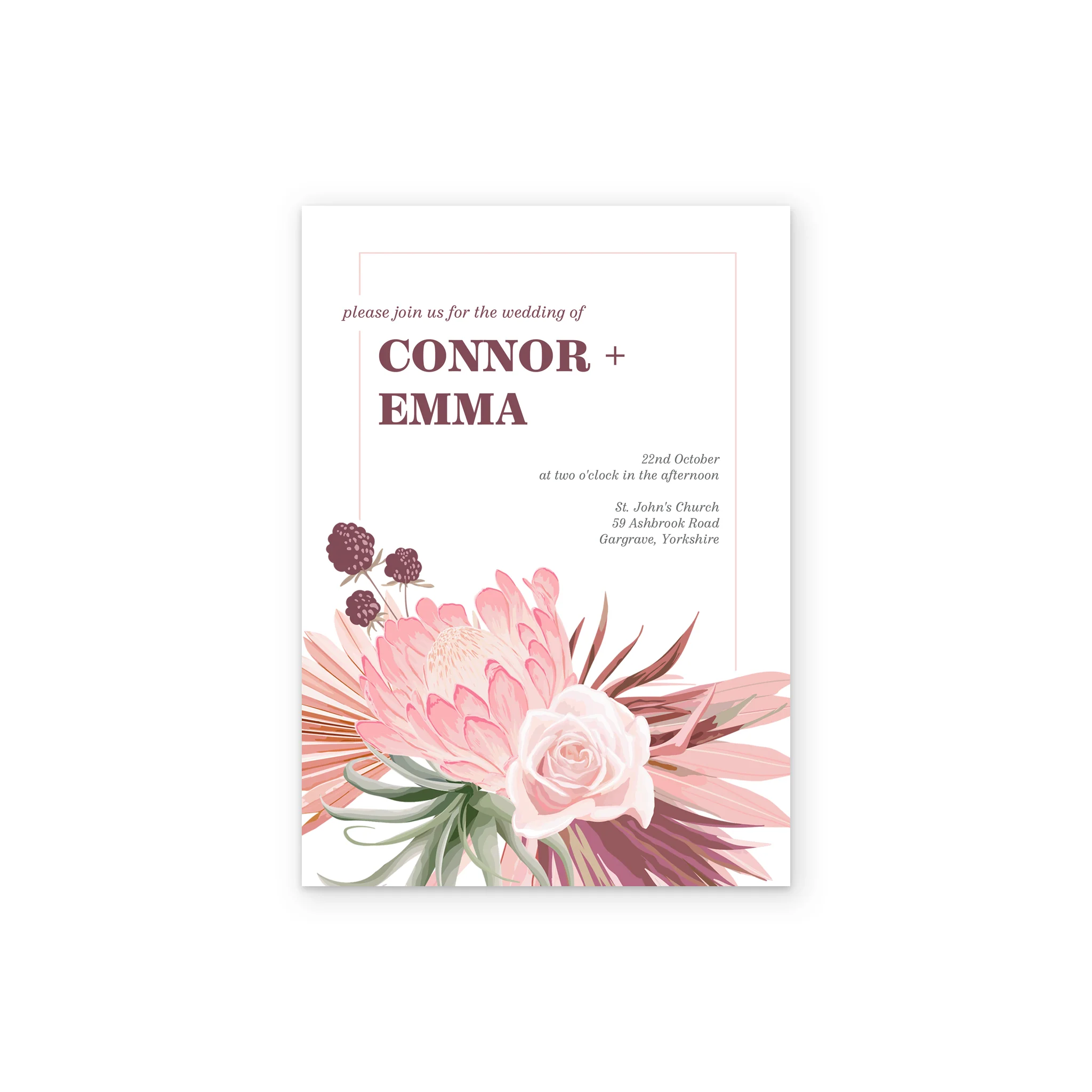 Personalised Modern Pink Floral Wedding Invitation - Image 2