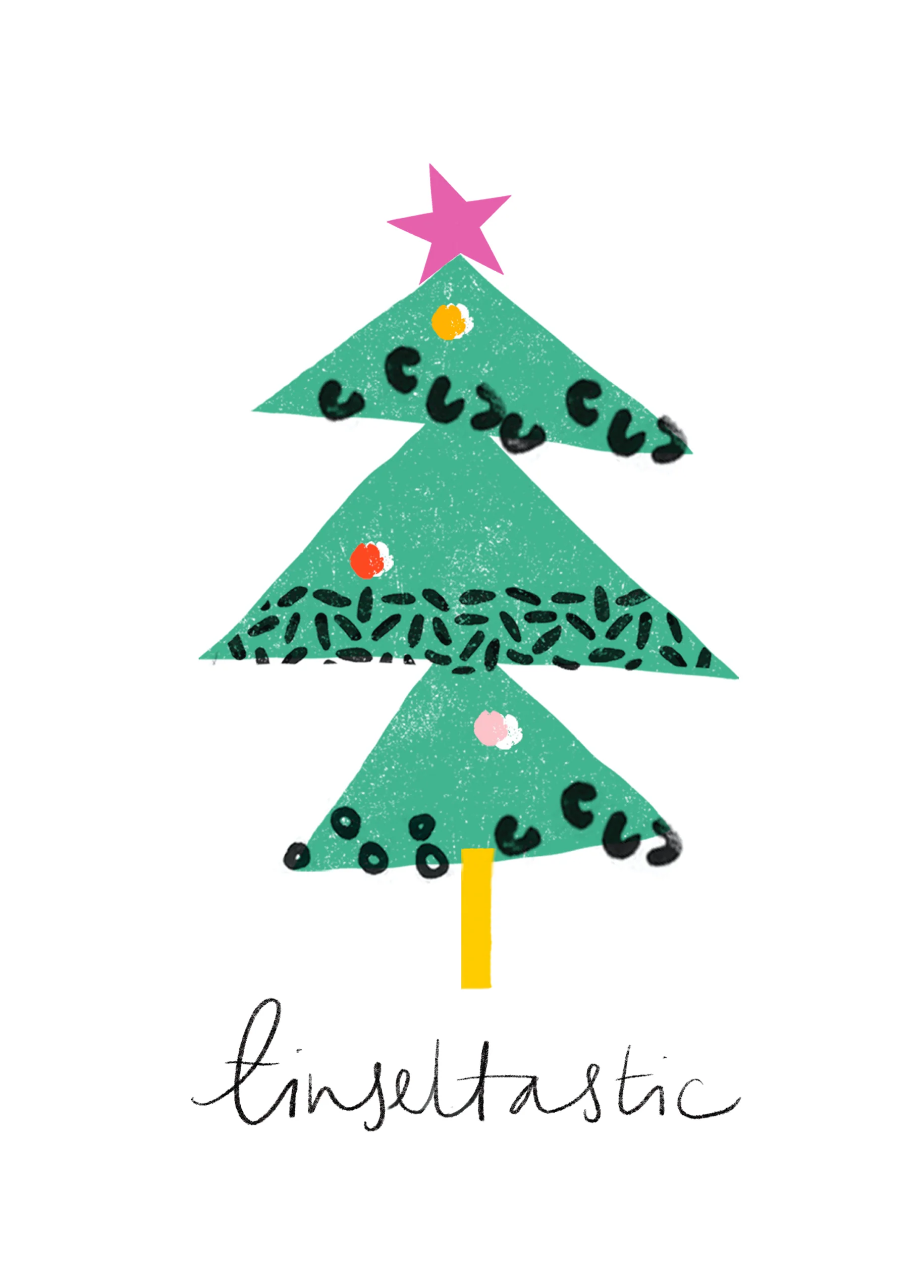 Personalised Modern Quirky Tree Tinseltastic Christmas Card