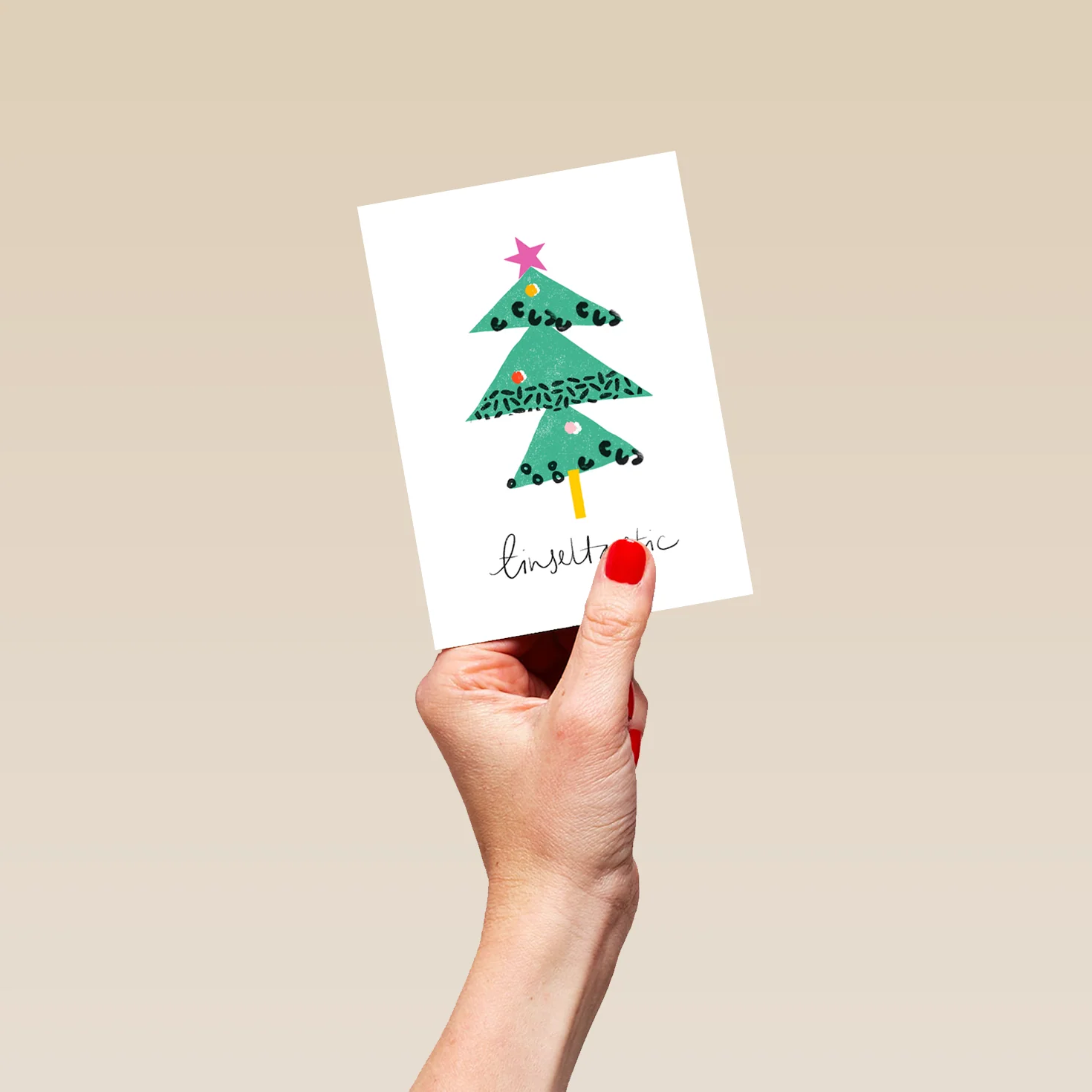 Personalised Modern Quirky Tree Tinseltastic Christmas Card - Image 4