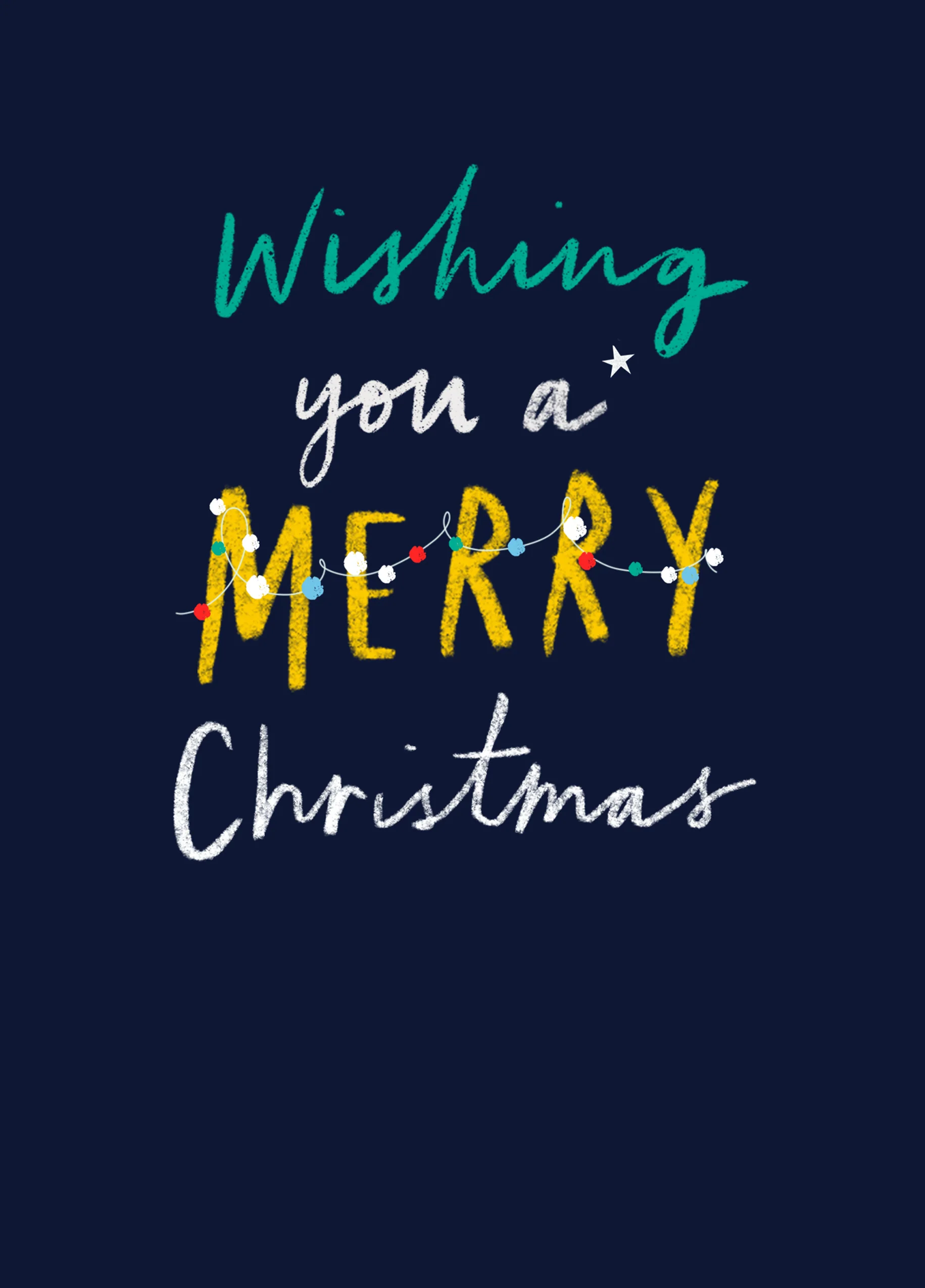Personalised Modern Text-Based Wishing You A Merry Christmas Card