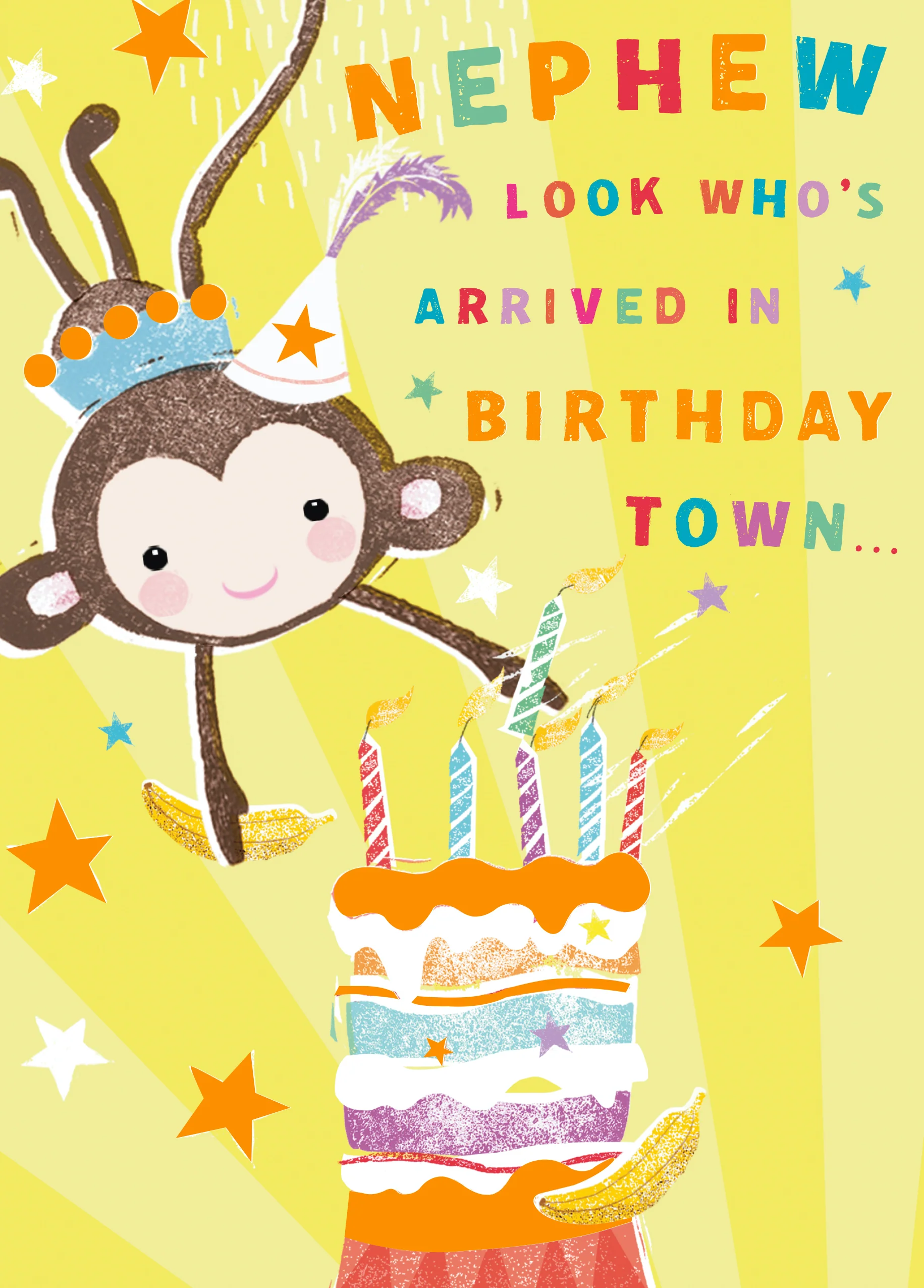 Personalised Monkey Birthday Card For Nephew