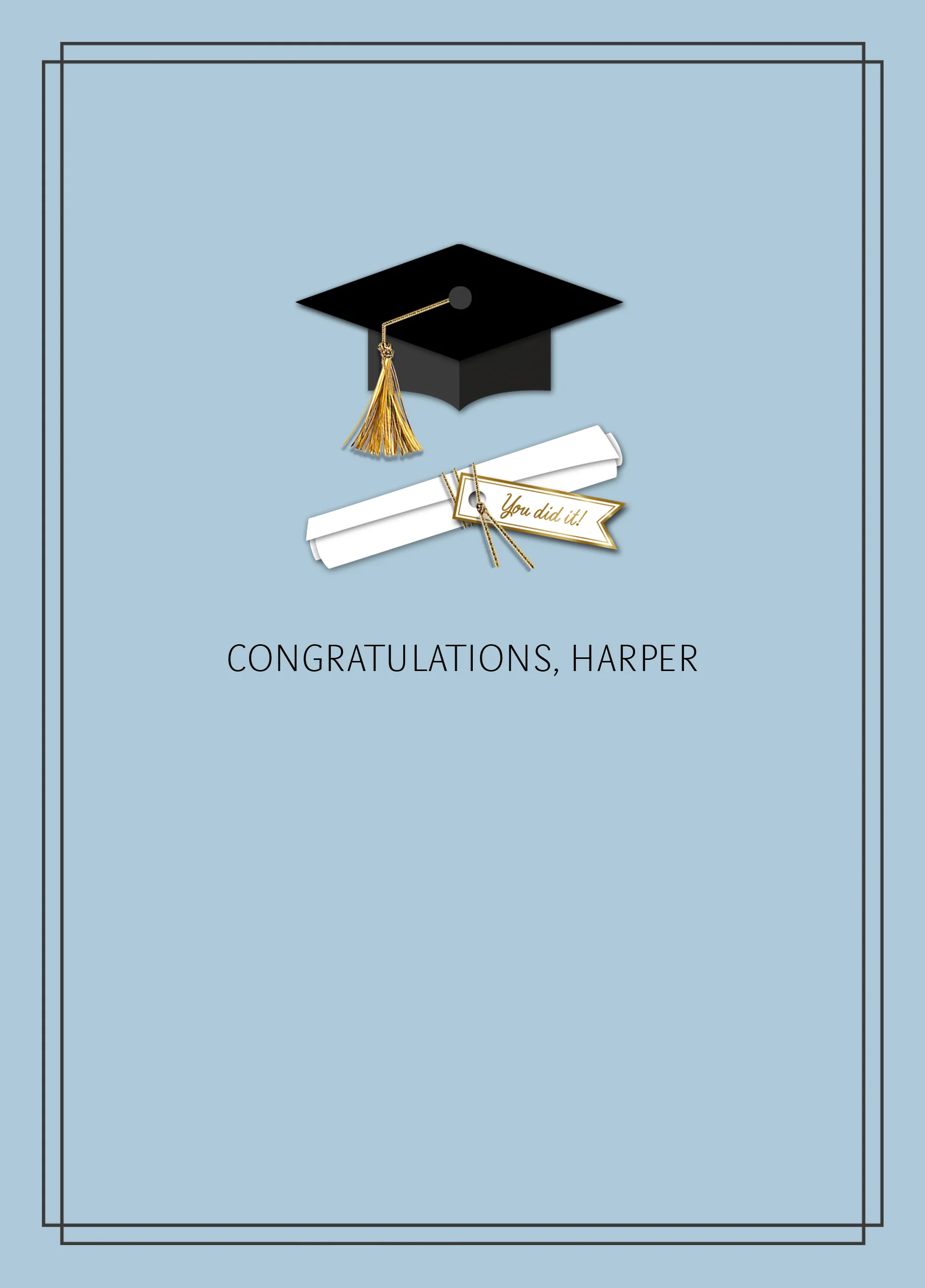 Personalised 'Mortar Board and Scroll' Illustrated Graduation Card