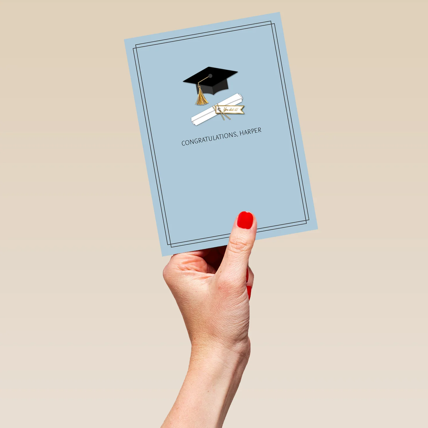 Personalised 'Mortar Board and Scroll' Illustrated Graduation Card - Image 5