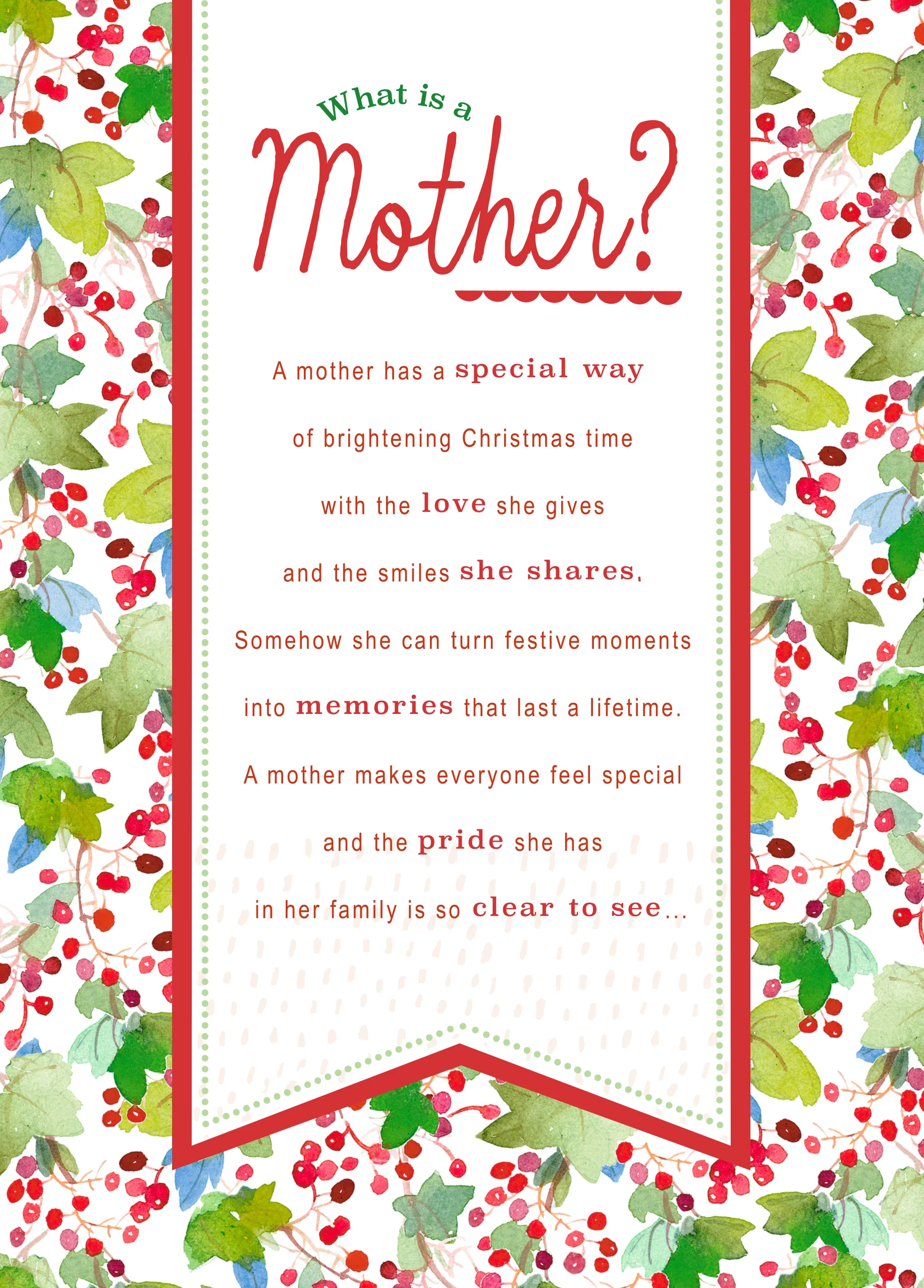 Personalised Mother Poem Christmas Card