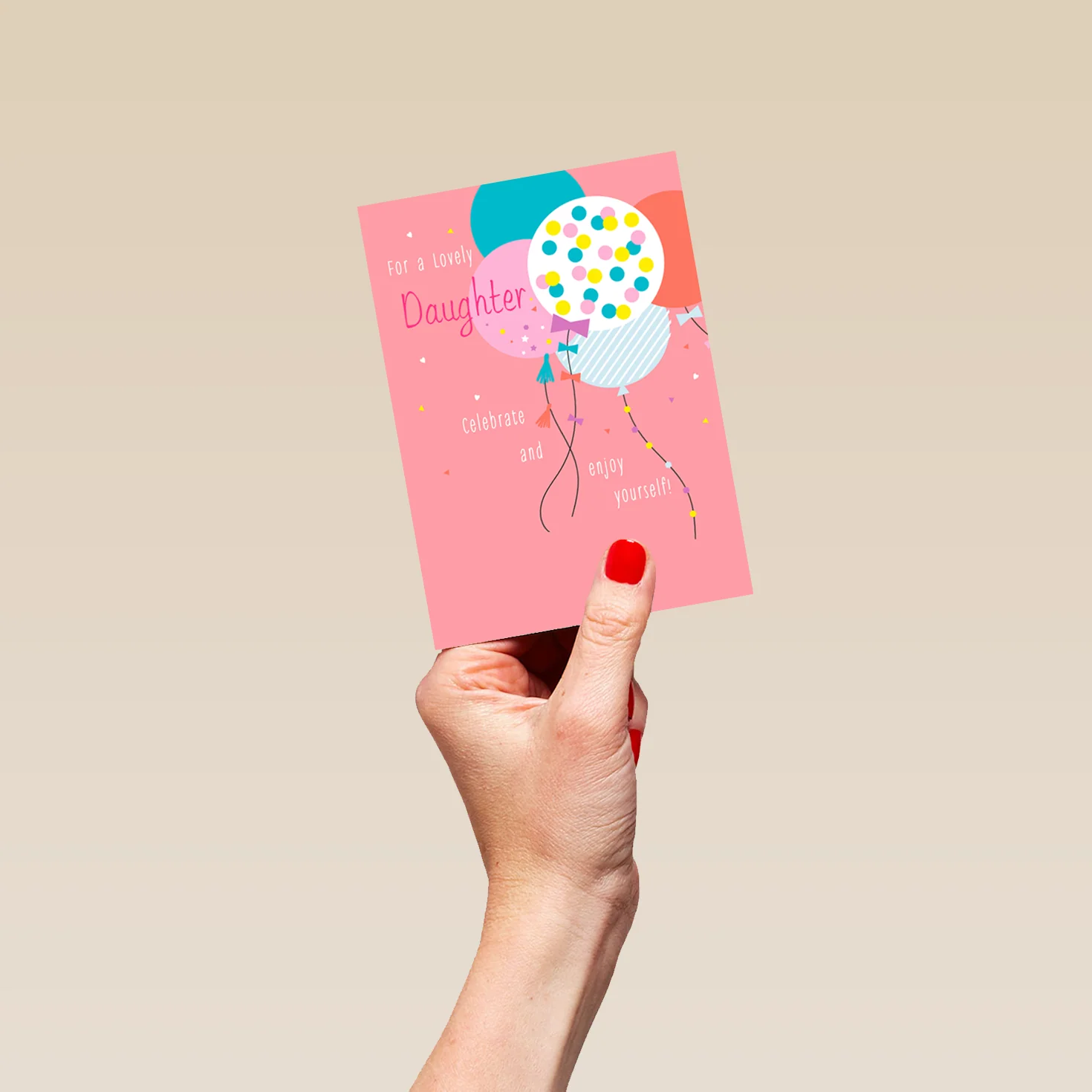 Personalised Multi-Coloured Balloons Card For Daughter - Image 4