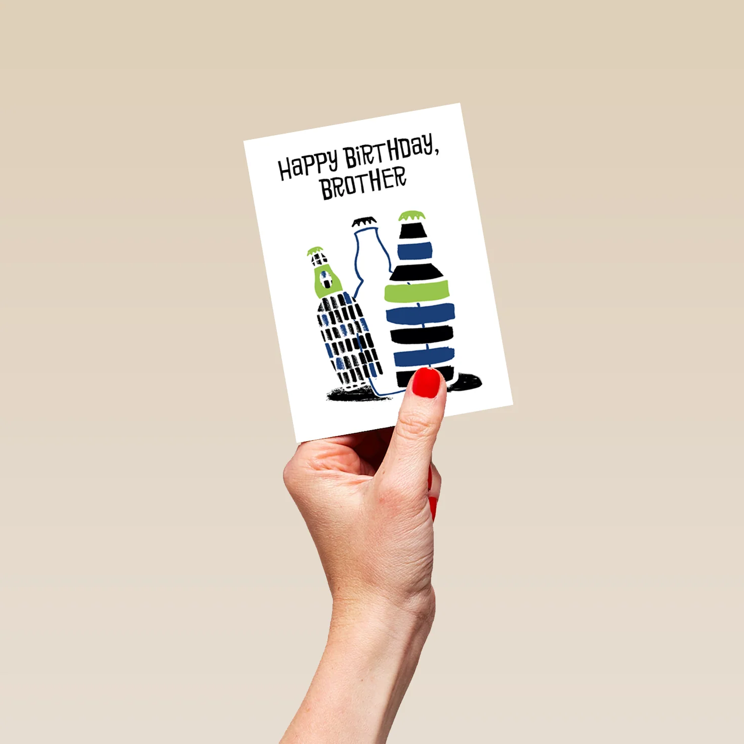 Personalised Multi-Coloured Beer Bottles Brother Card - Image 4