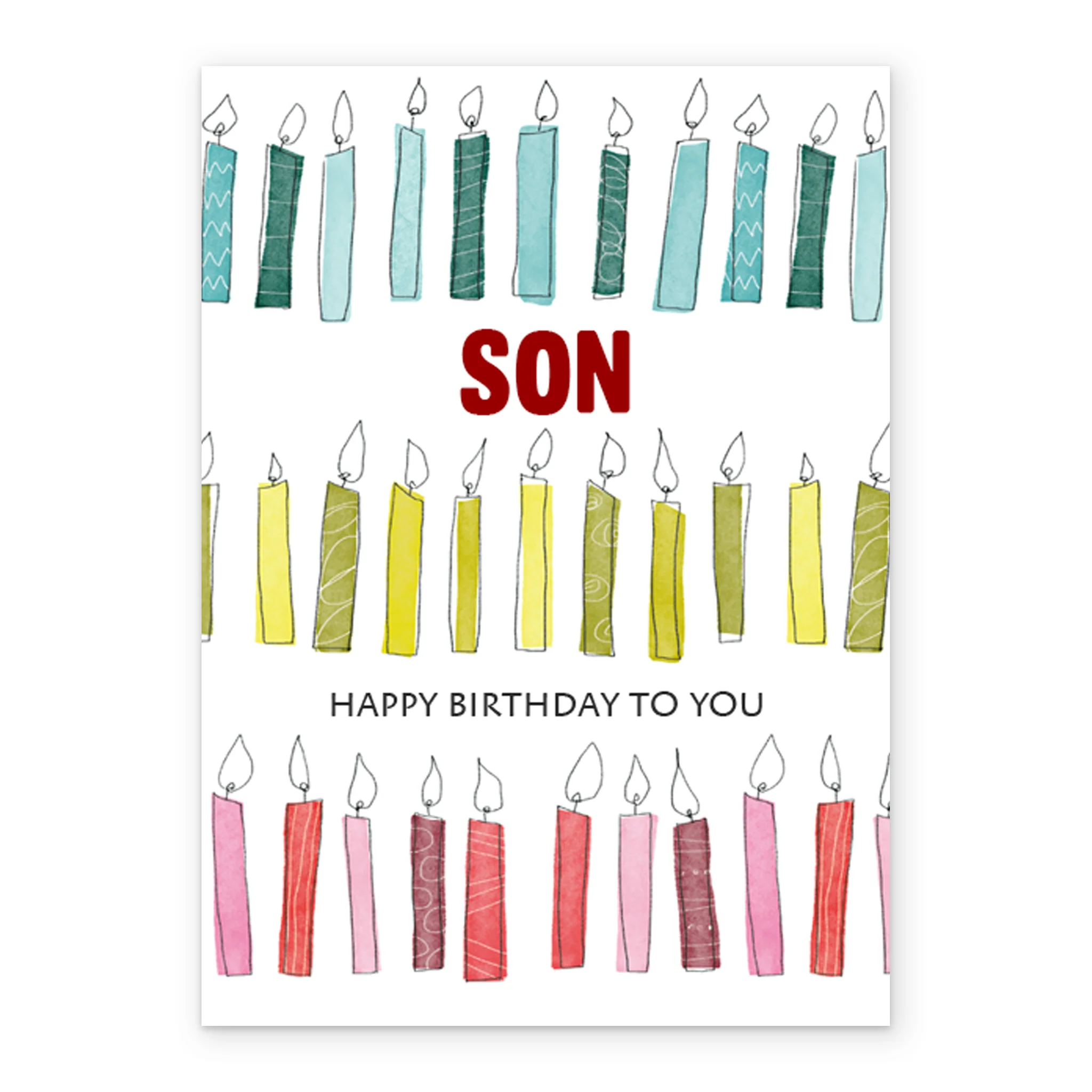 Personalised Multi-Coloured Candles Happy Birthday Card For Son - Image 2