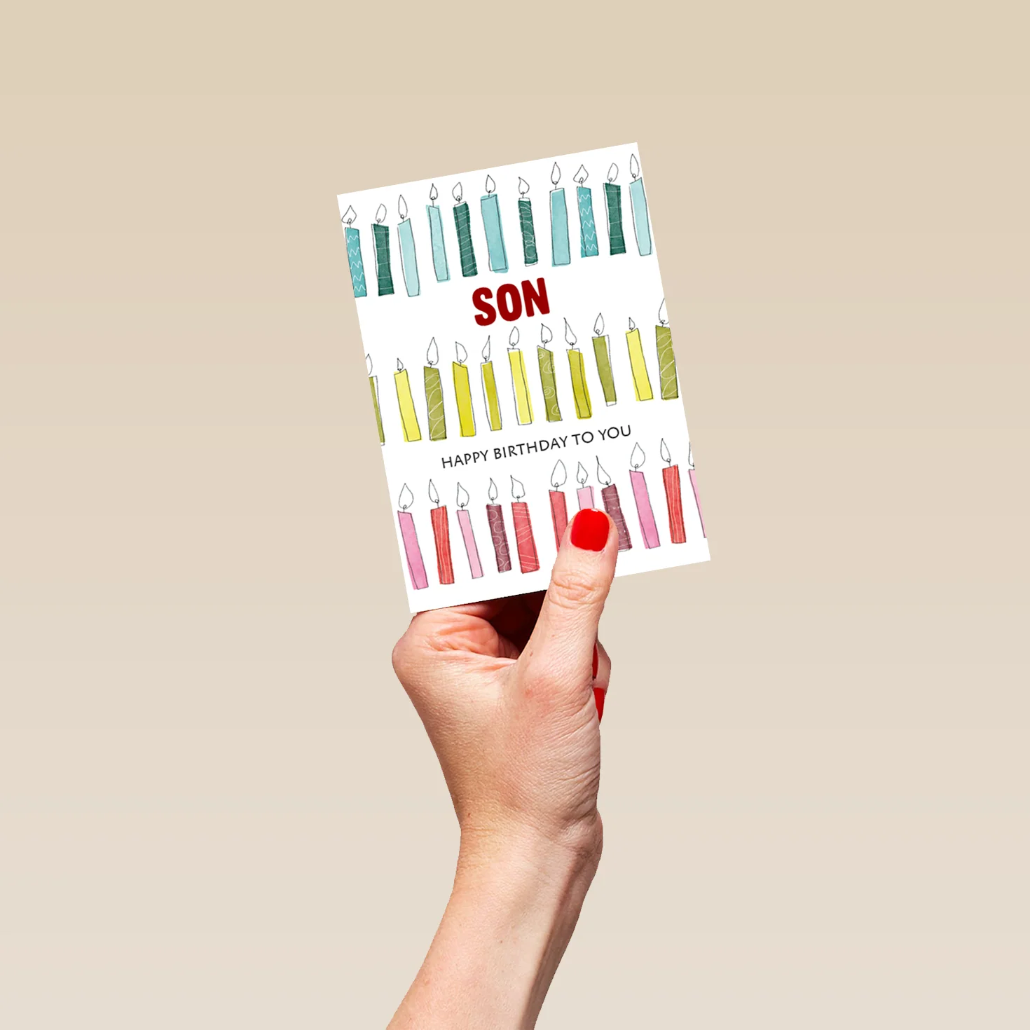 Personalised Multi-Coloured Candles Happy Birthday Card For Son - Image 4