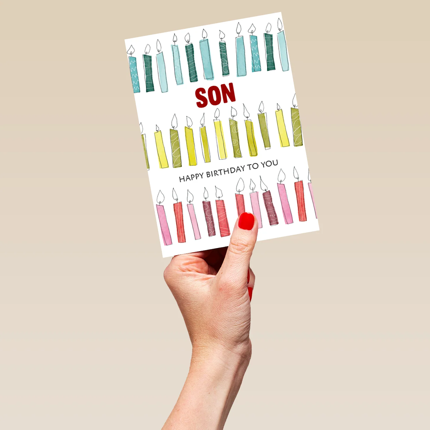 Personalised Multi-Coloured Candles Happy Birthday Card For Son - Image 5