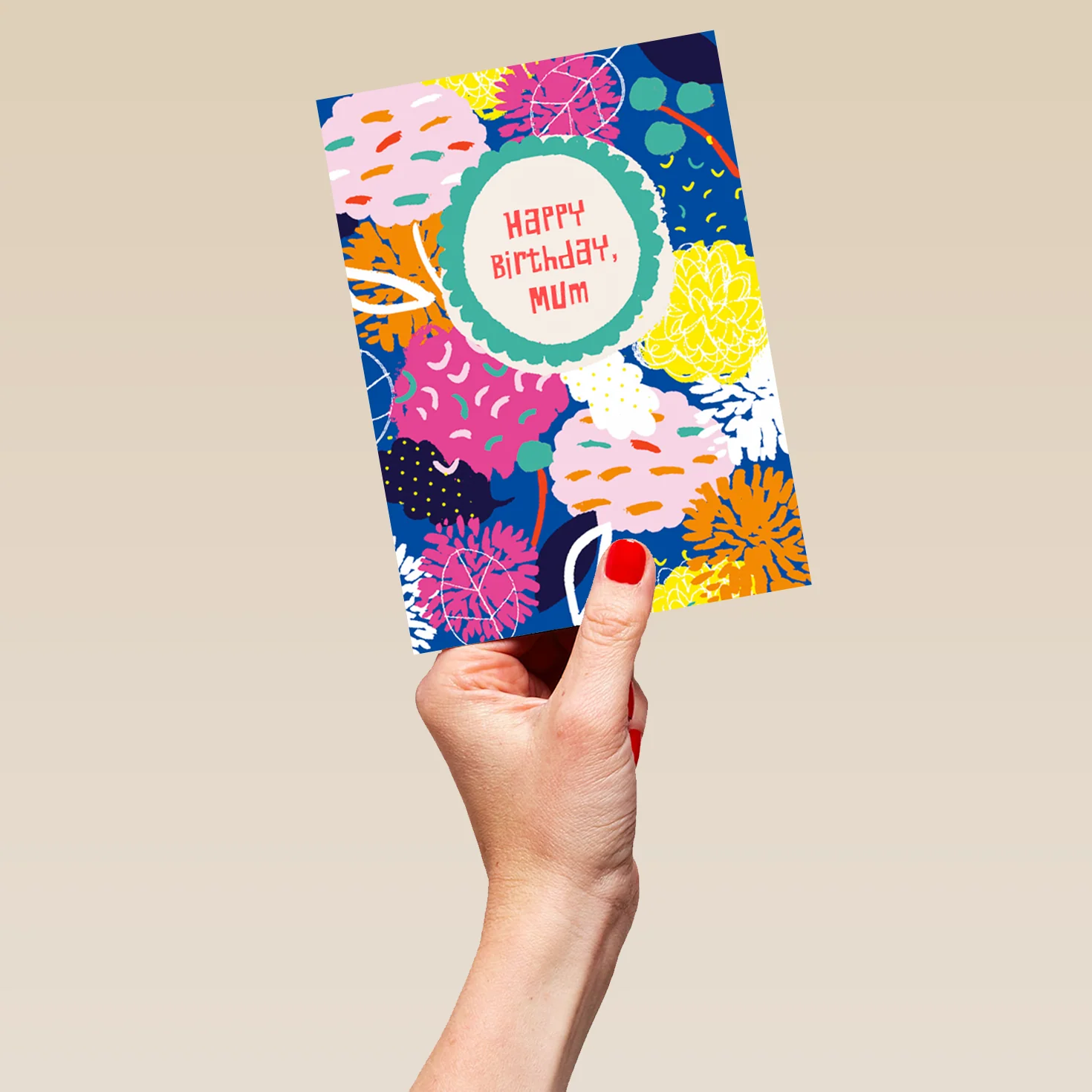 Personalised Multi-Coloured Floral Pattern For Mum Card - Image 5