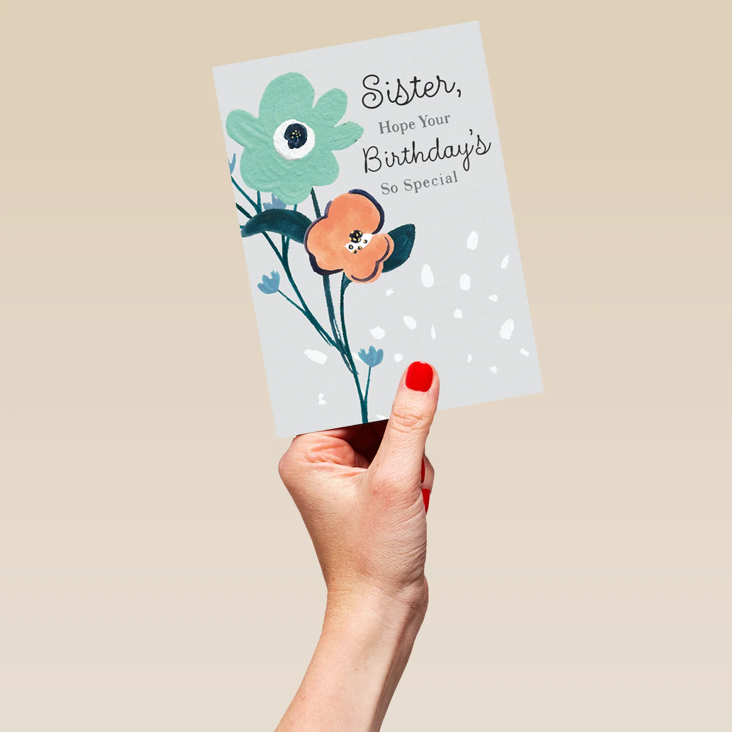 Personalised Multi-Coloured Flowers Card For Sister - Image 5