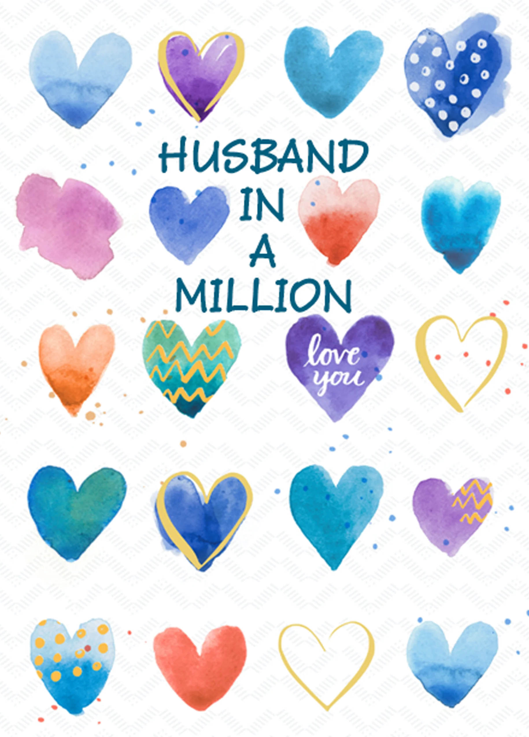 Personalised Multi-Coloured Love Heart Husband Card