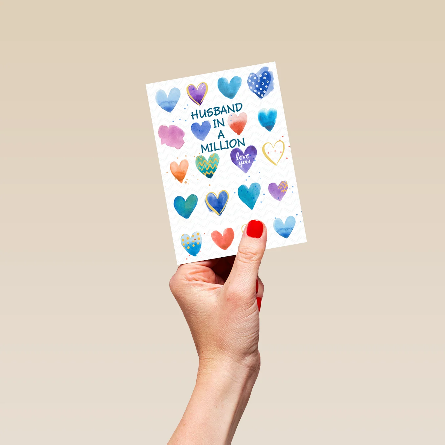 Personalised Multi-Coloured Love Heart Husband Card - Image 4