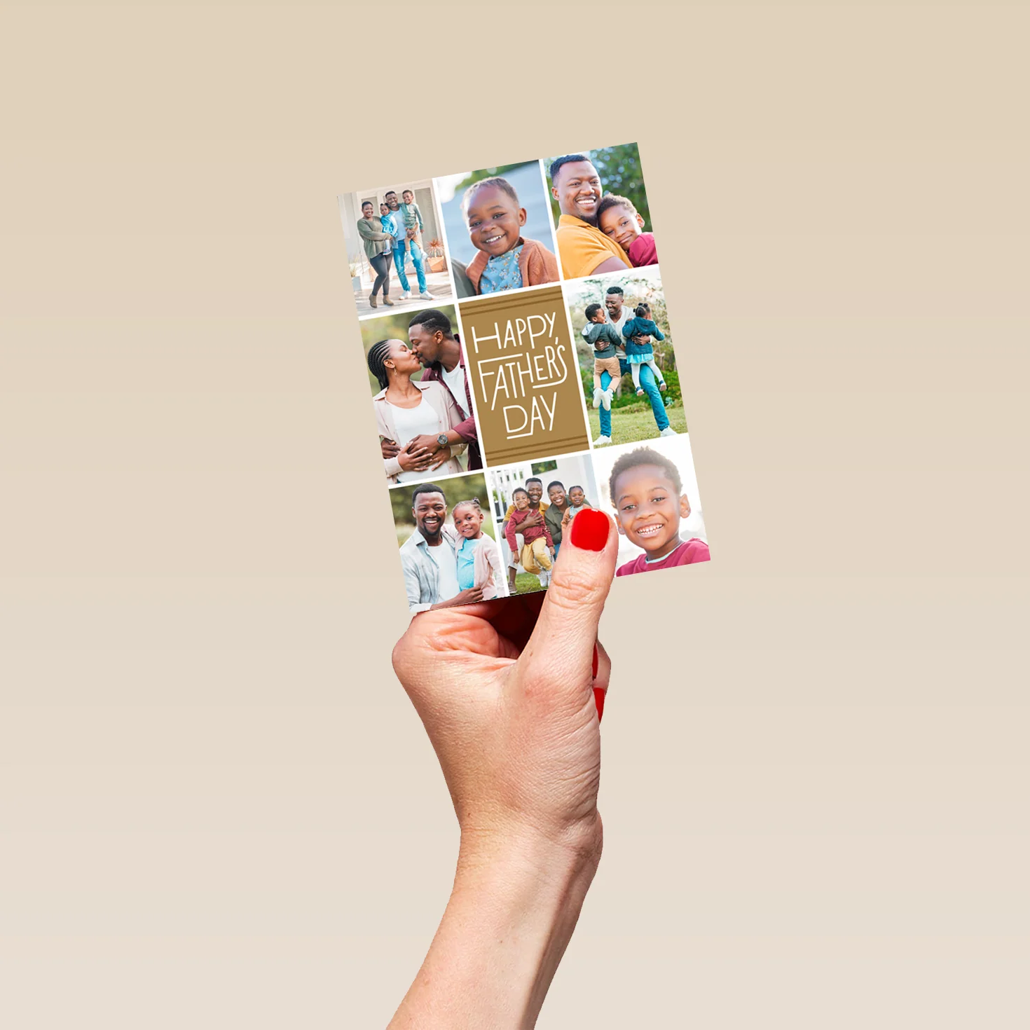 Personalised Multi Photo Upload Brown Father's Day Card - Image 4