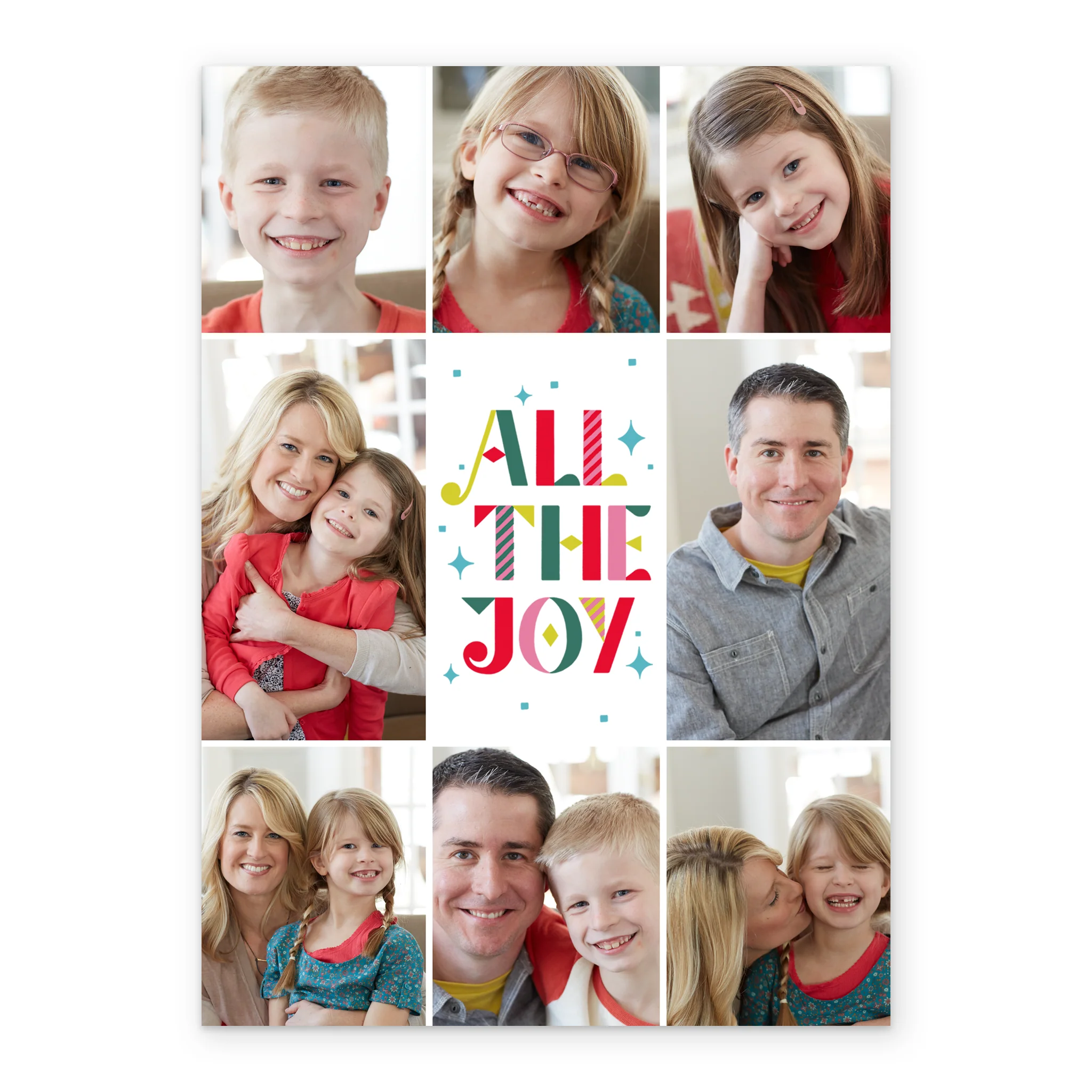 Personalised Multi-Photo Upload Contemporary Colourful Text Christmas Card - Image 2