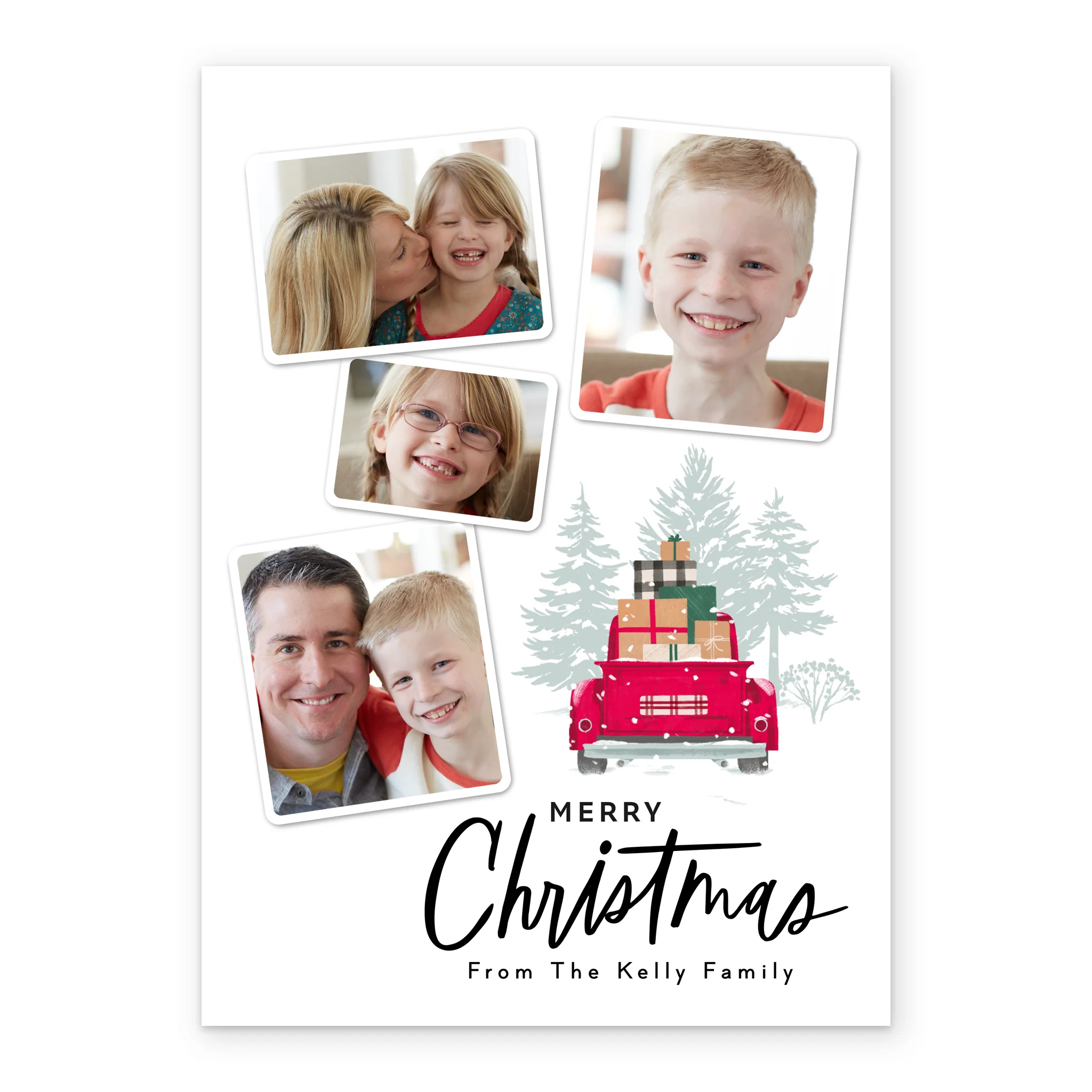 Personalised Multi-Photo Upload & Editable Red Car Christmas Card - Image 2