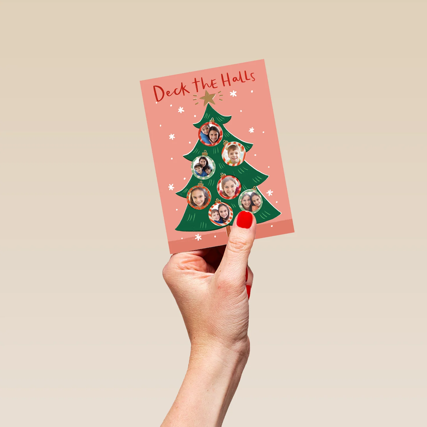 Personalised Multi-Photo Upload Festive Tree Christmas Card - Image 4
