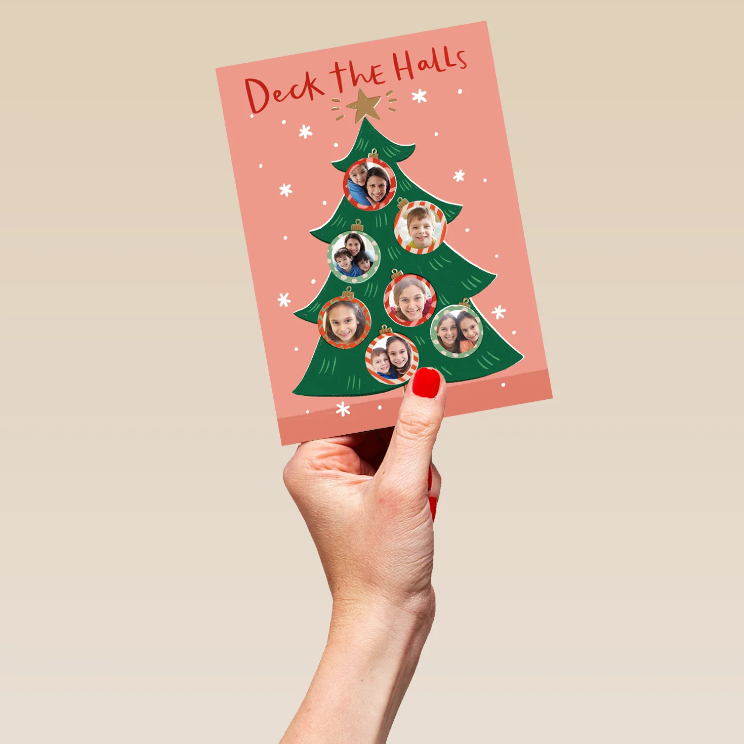 Personalised Multi-Photo Upload Festive Tree Christmas Card - Image 5