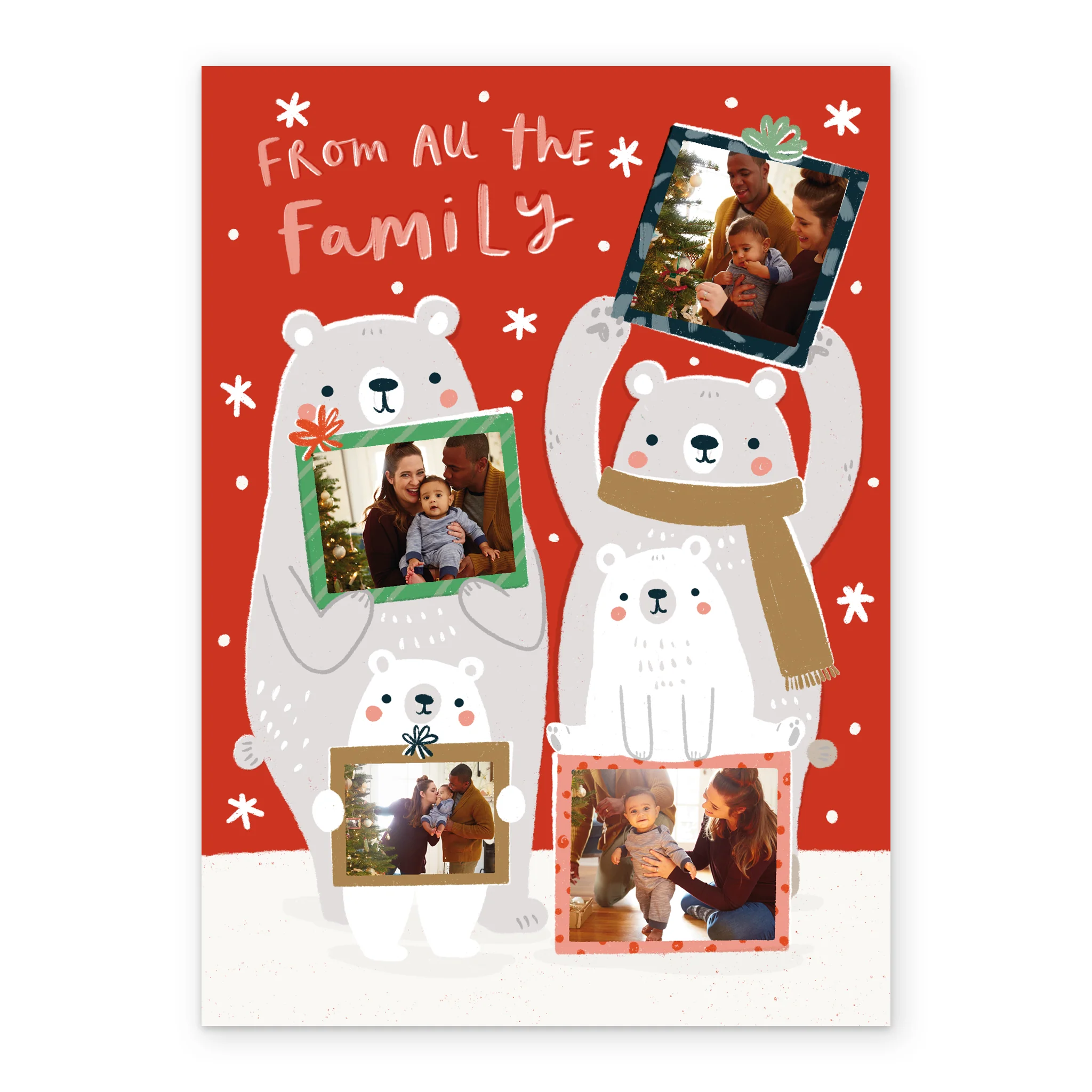 Personalised Multi-Photo Upload Polar Bears Christmas Card from All the Family - Image 2
