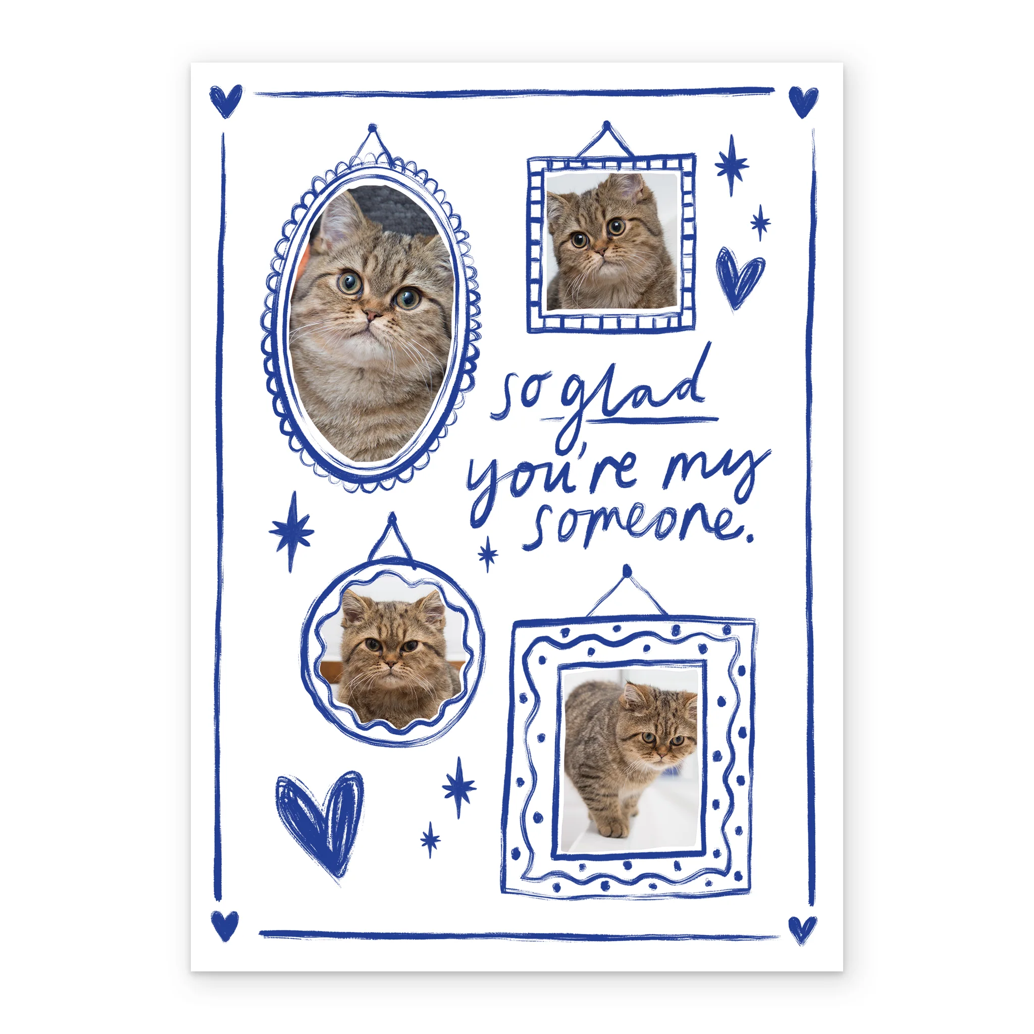 Personalised Multi Photo Upload White & Blue Frame Anniversary Card - Image 2