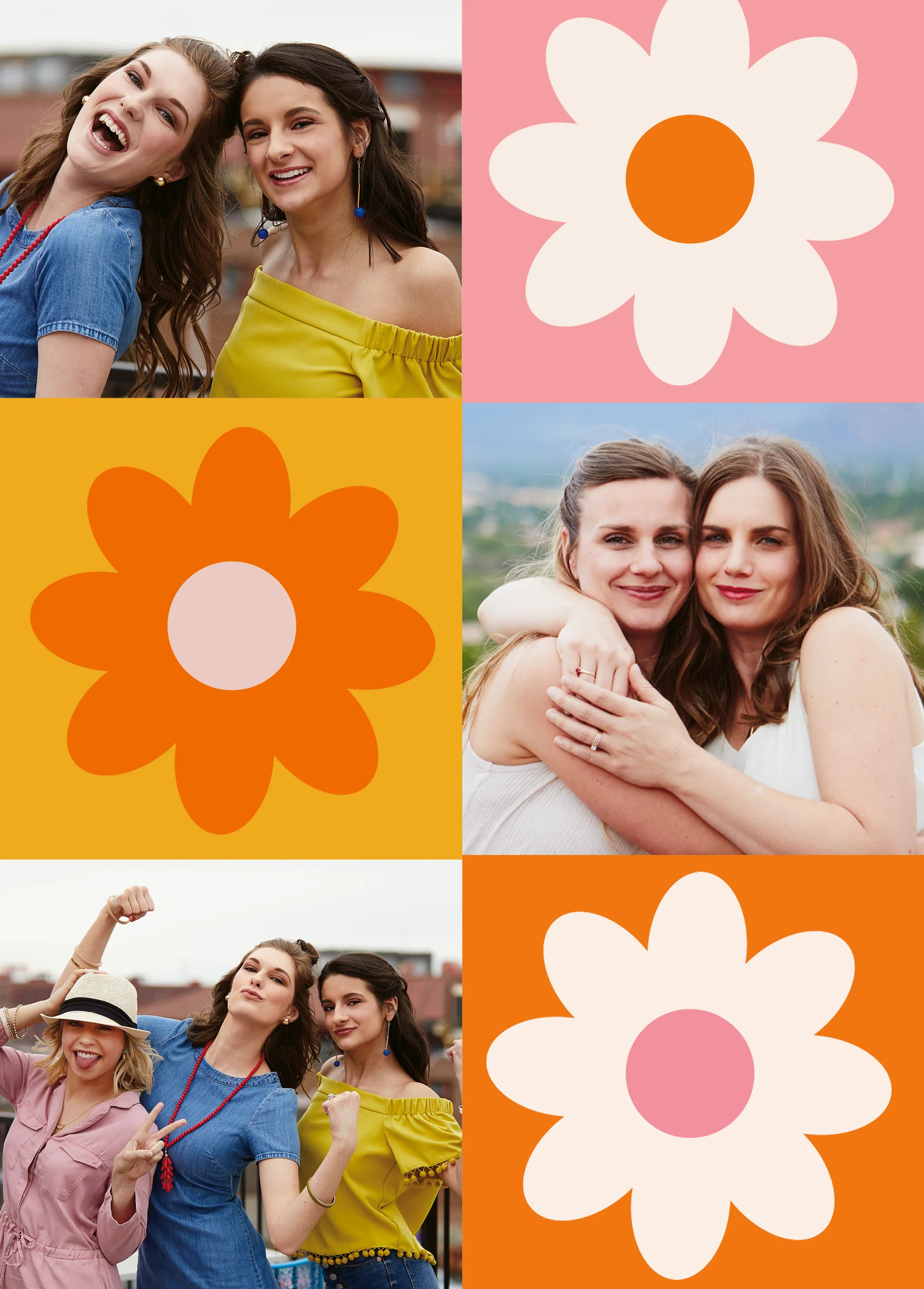 Personalised Multiple Photo Upload Colourful Flowers Greeting Card