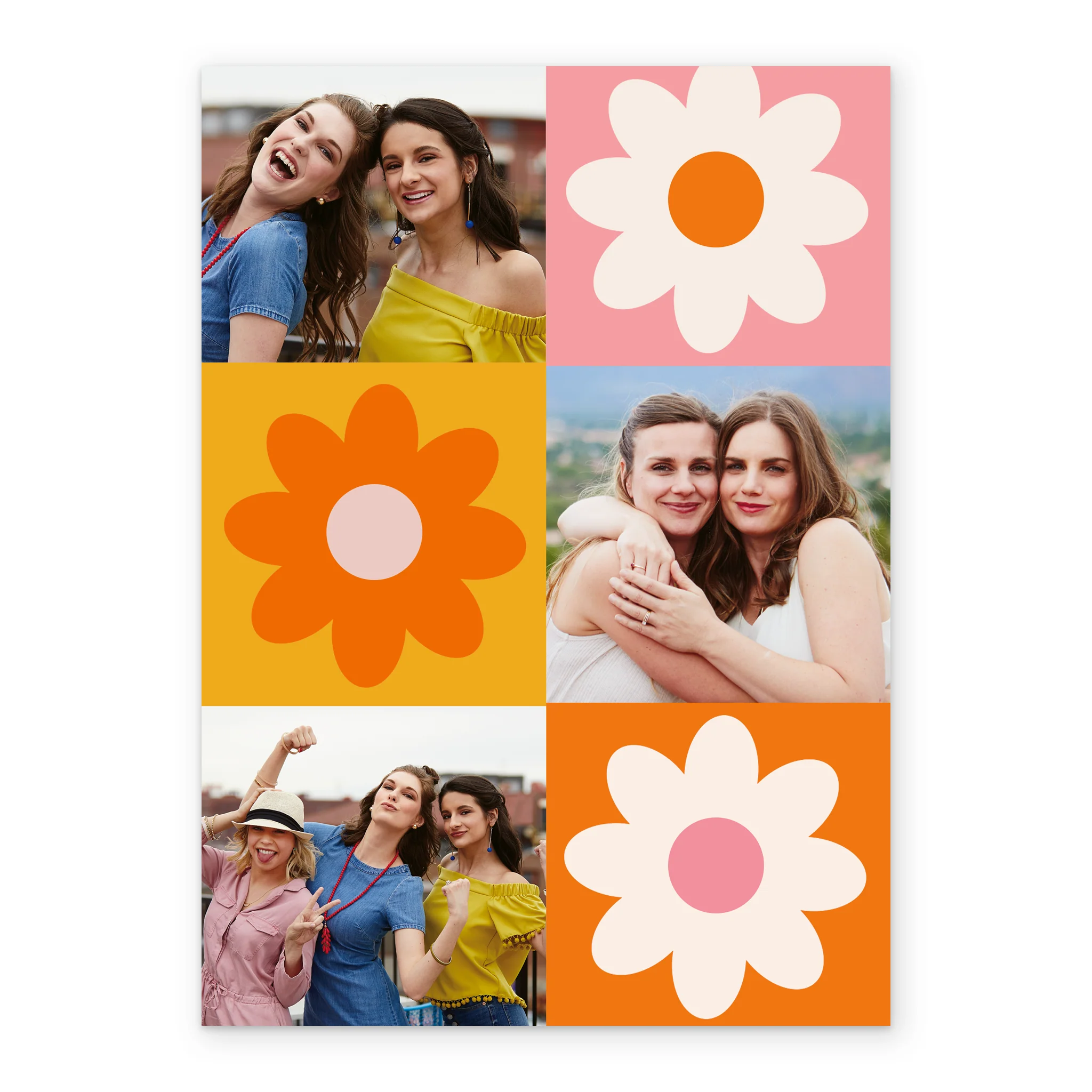 Personalised Multiple Photo Upload Colourful Flowers Greeting Card - Image 2