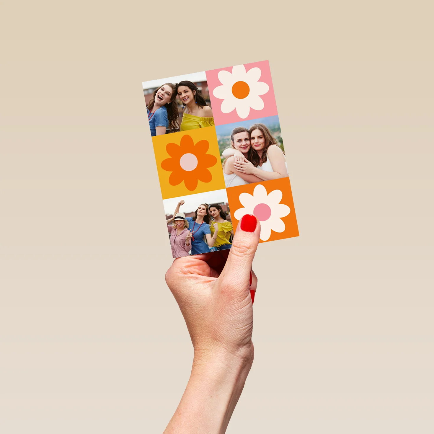 Personalised Multiple Photo Upload Colourful Flowers Greeting Card - Image 4