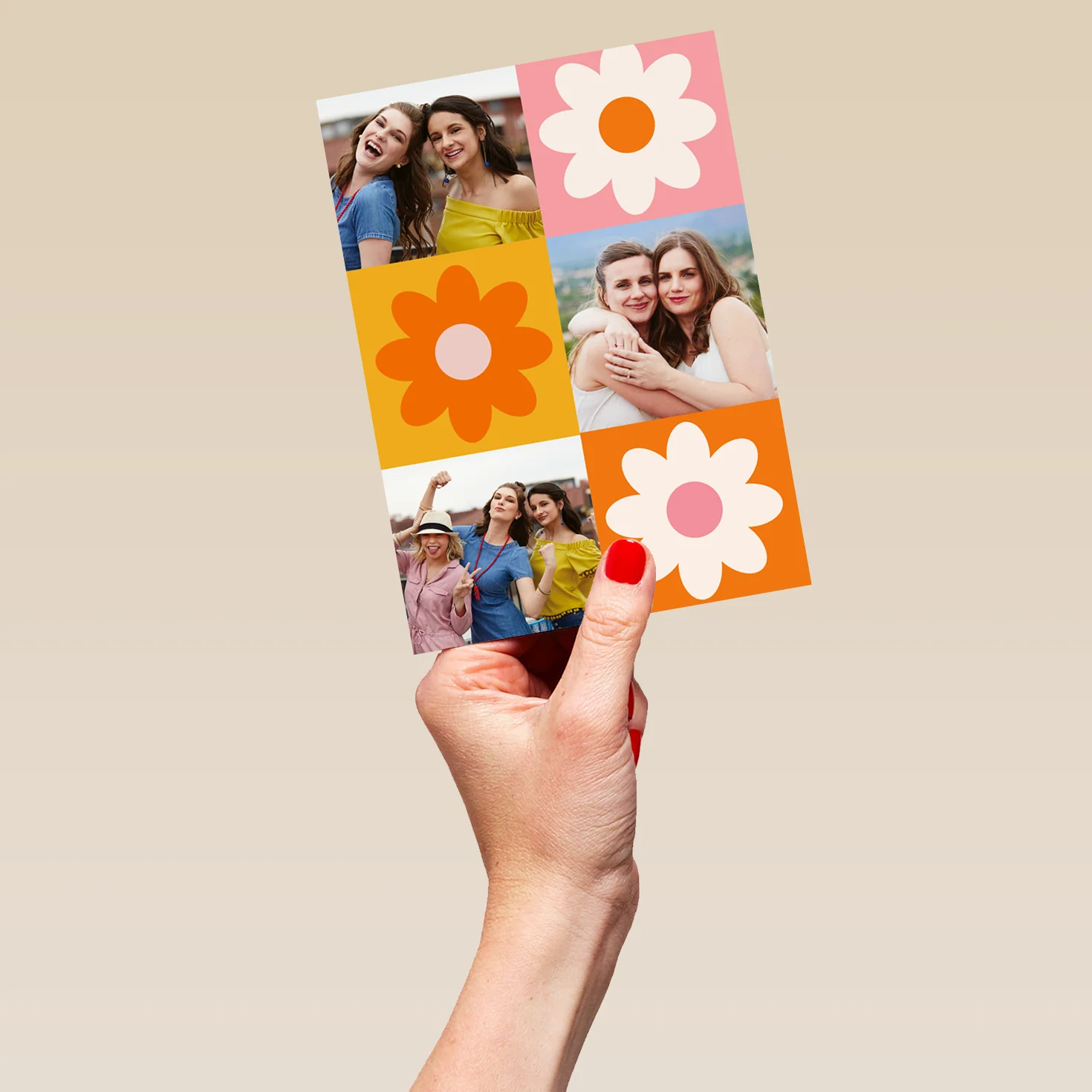 Personalised Multiple Photo Upload Colourful Flowers Greeting Card - Image 5