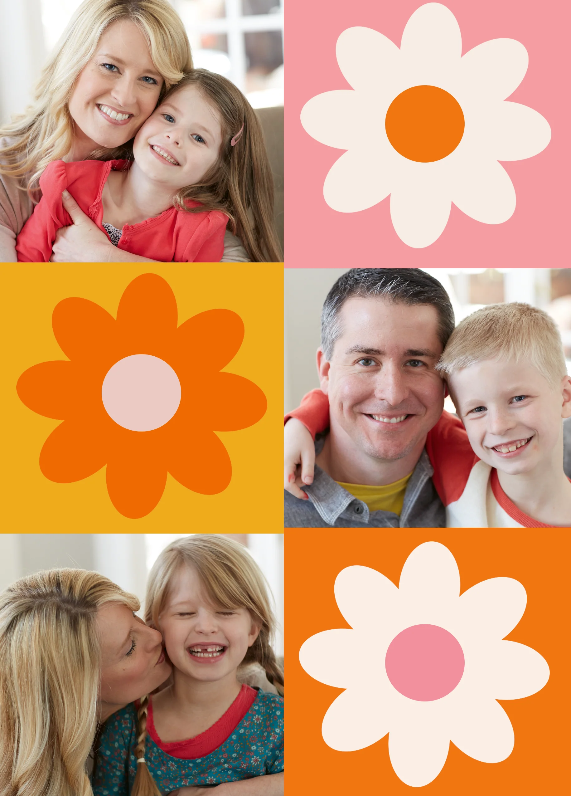 Personalised Multiple Photo Upload Colourful Flowers Mother's Day Card