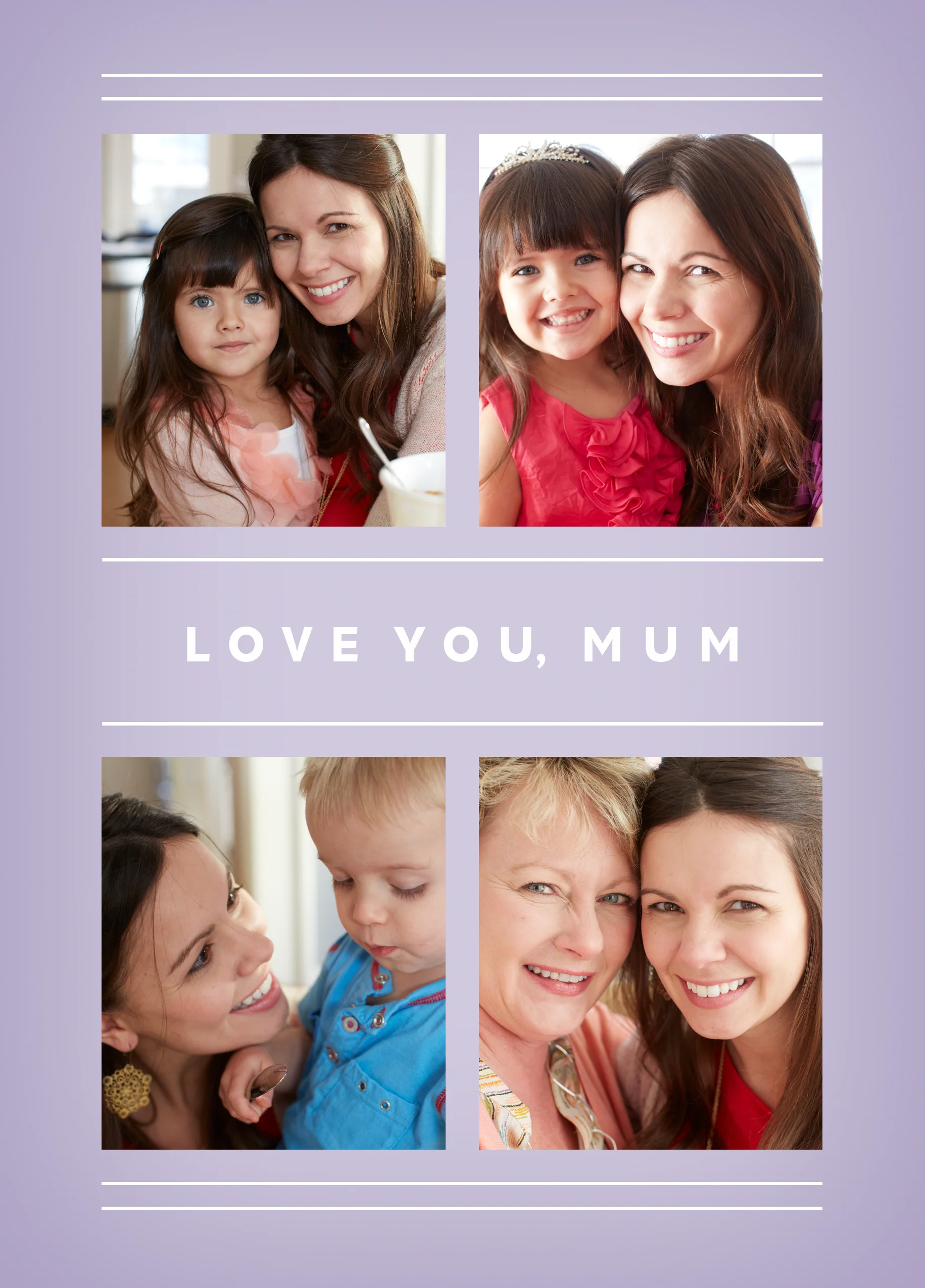 Personalised Multiple Photo Upload & Editable "Love You" Mother's Day Card