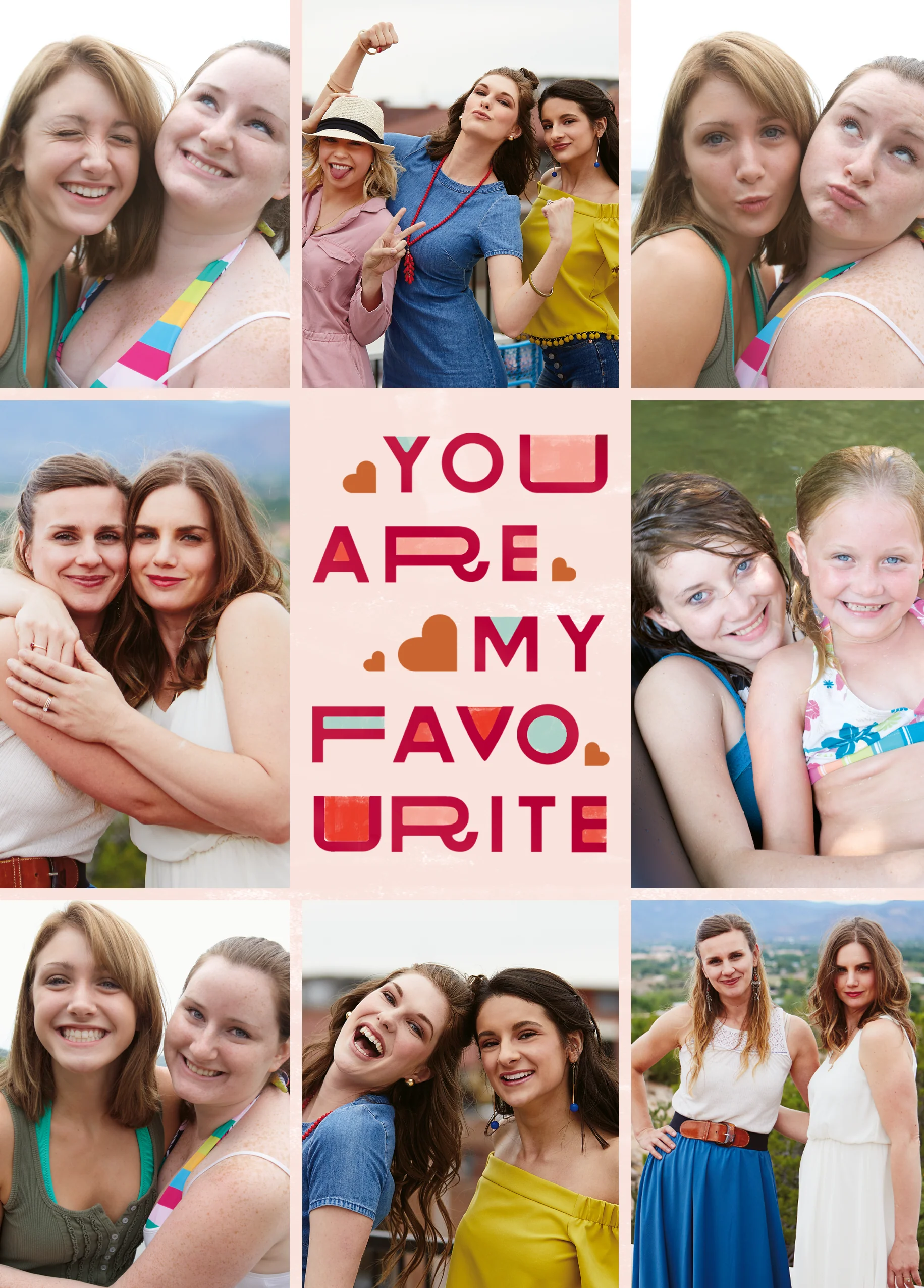Personalised Multiple Photo Upload Typography Word Art Greeting Card