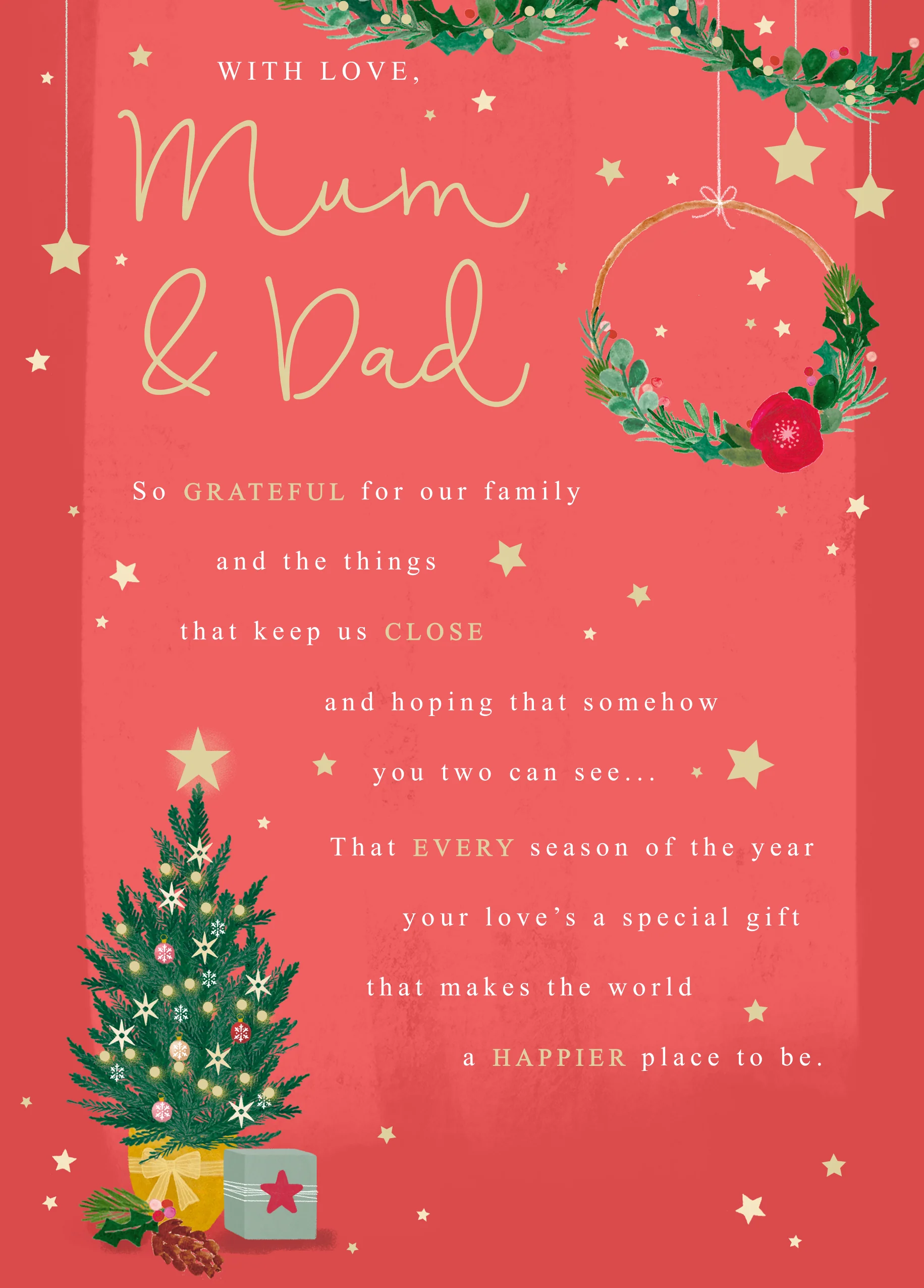 Personalised Mum And Dad Heartfelt Christmas Card