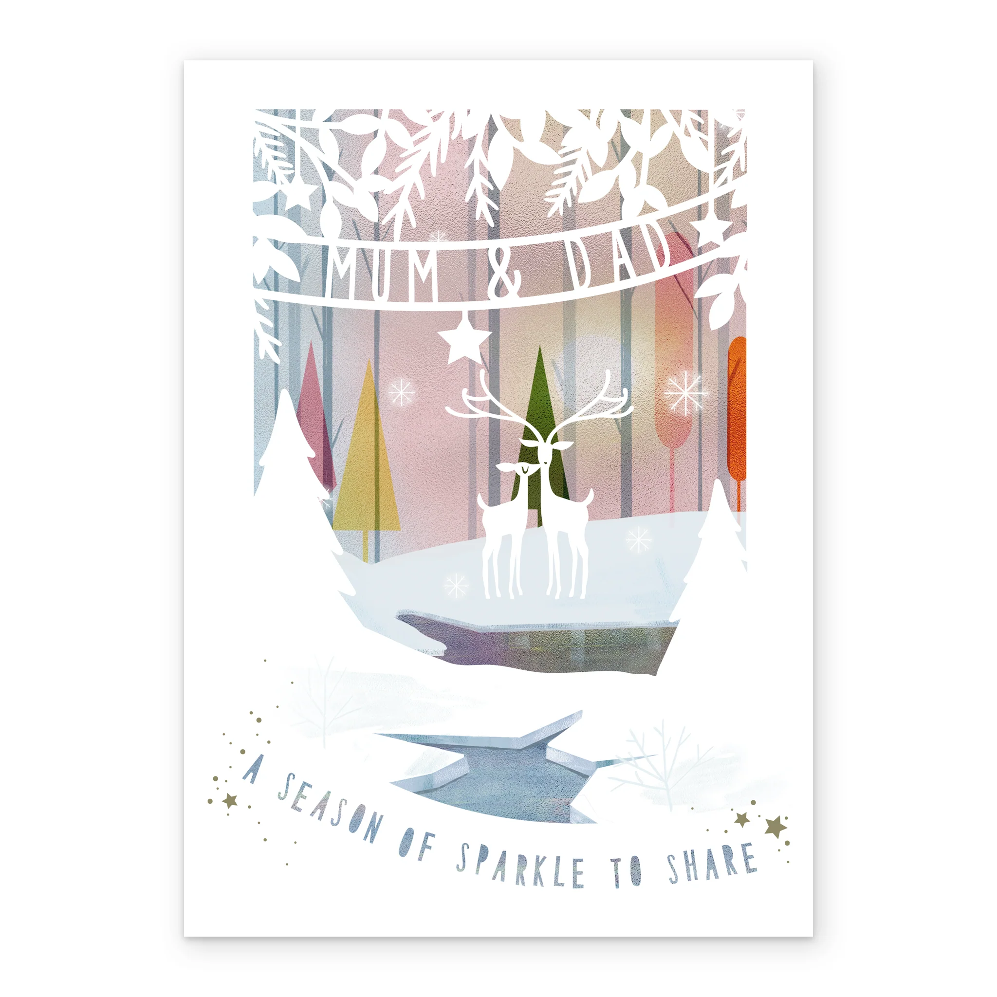 Personalised Mum And Dad Woodland Deer & Tree Christmas Card - Image 2