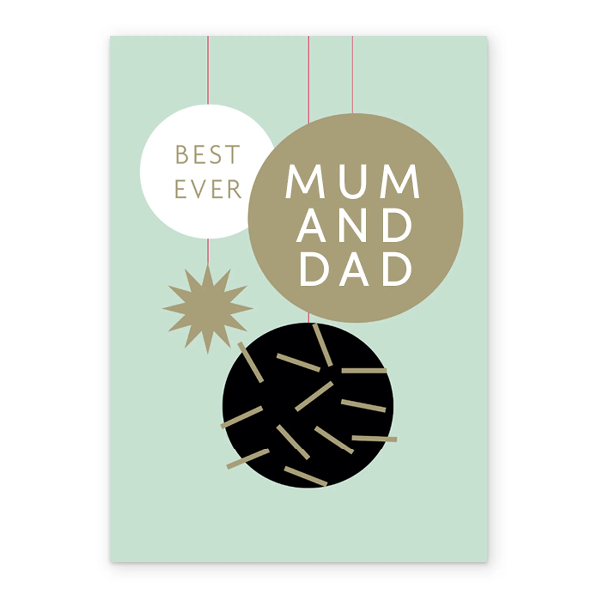 Personalised Mum & Dad Black And Gold Baubles Christmas Card - Image 2