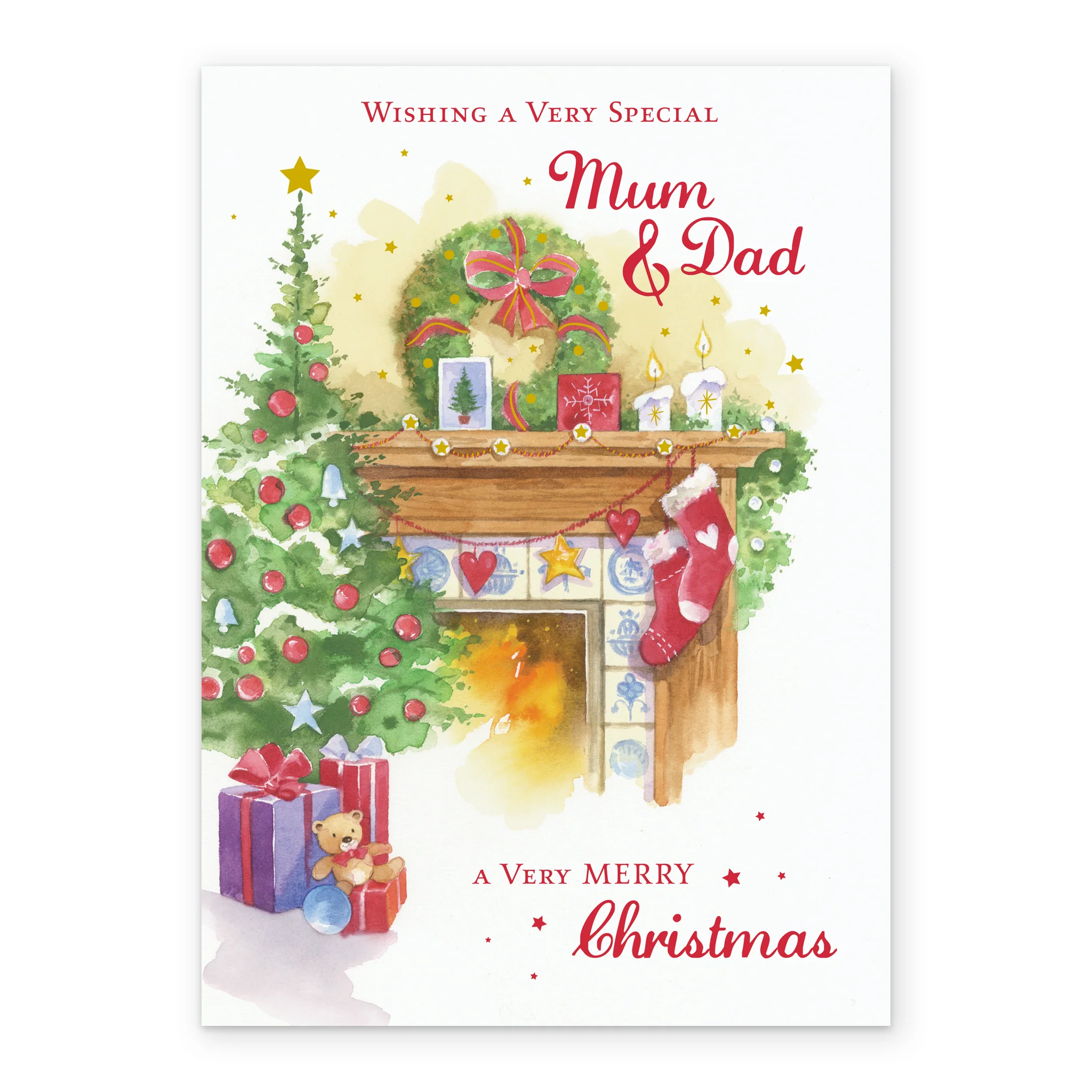 Personalised Mum & Dad Chimney Decorations Christmas Card - Image 2