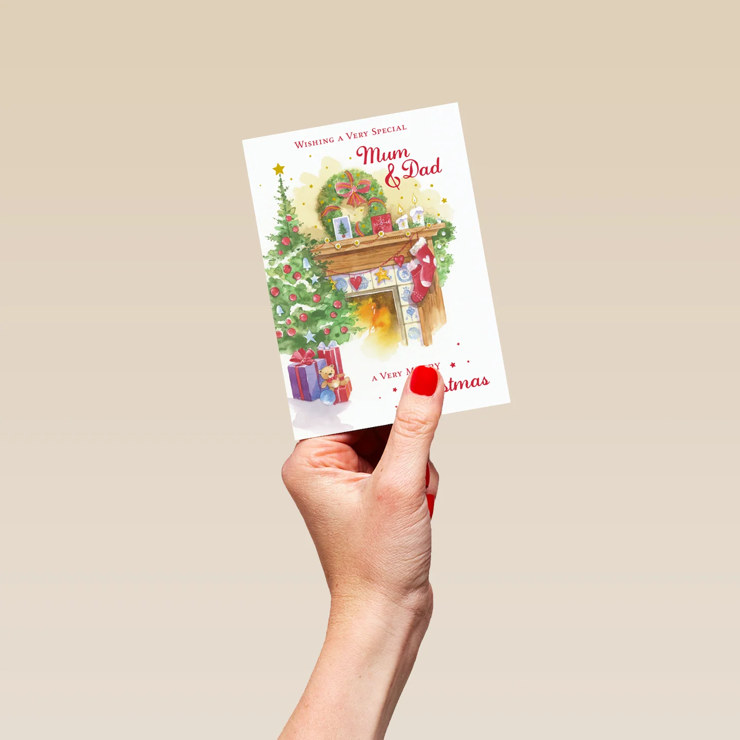 Personalised Mum & Dad Chimney Decorations Christmas Card - Image 4
