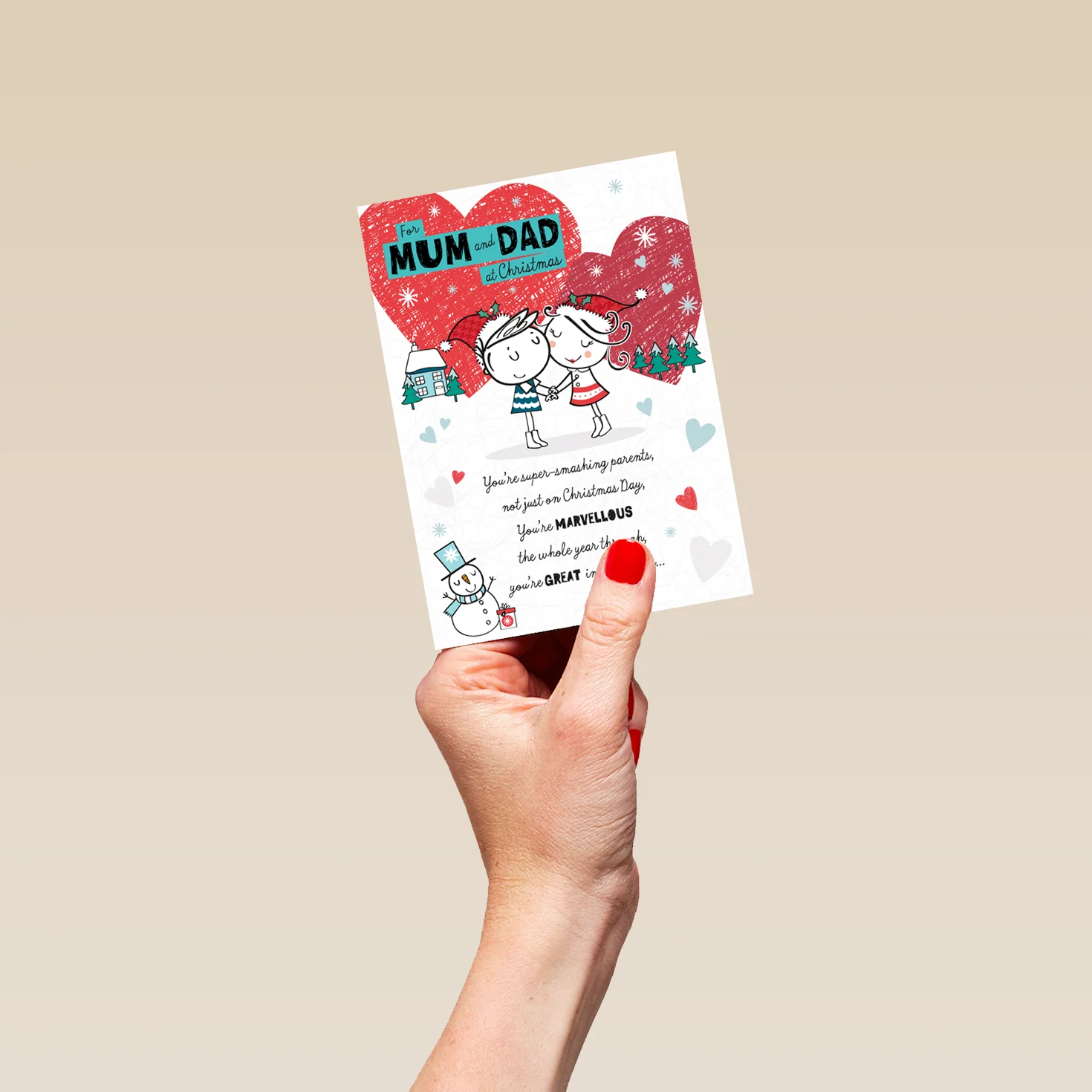 Personalised Mum & Dad Cute Character Verse Christmas Card - Image 4