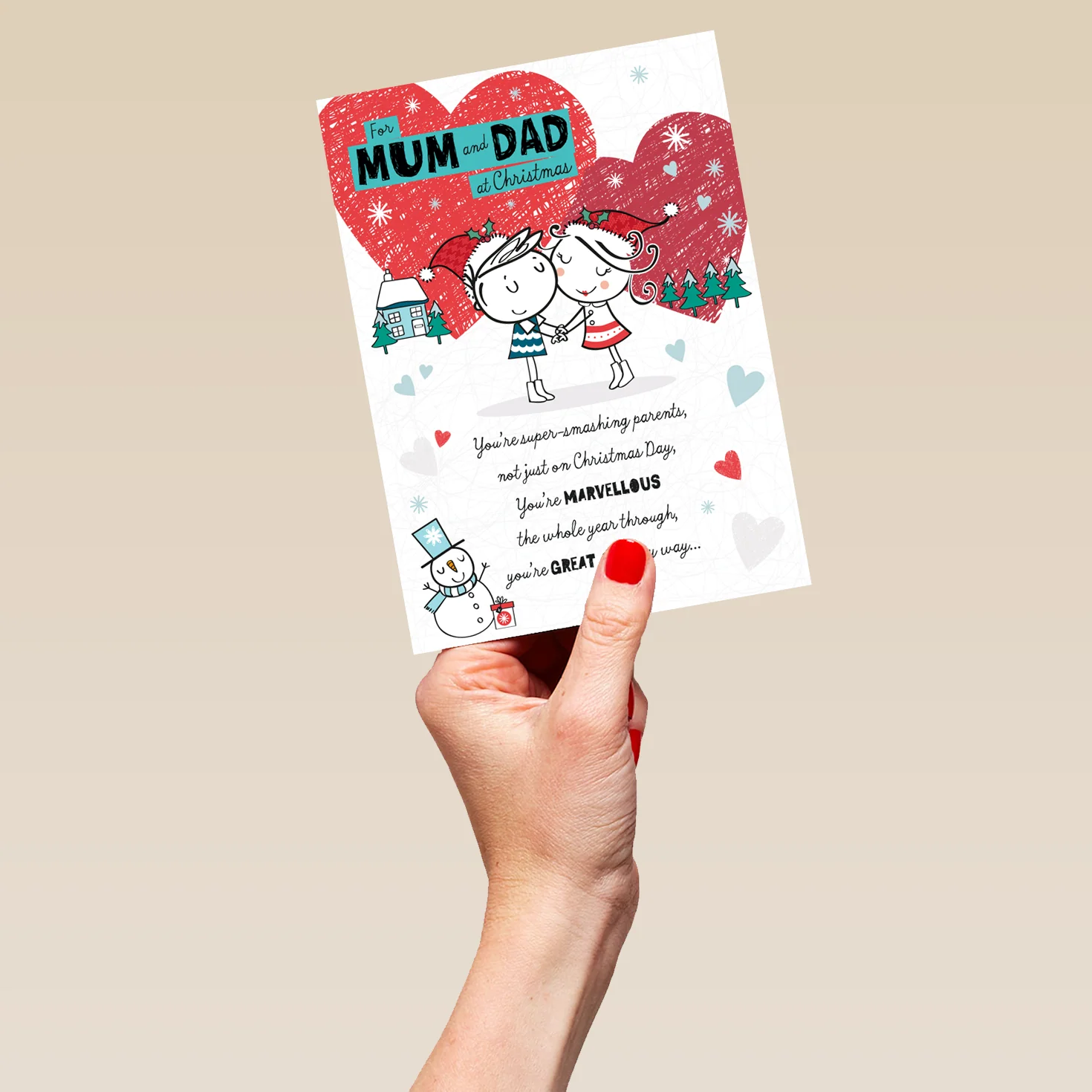 Personalised Mum & Dad Cute Character Verse Christmas Card - Image 5