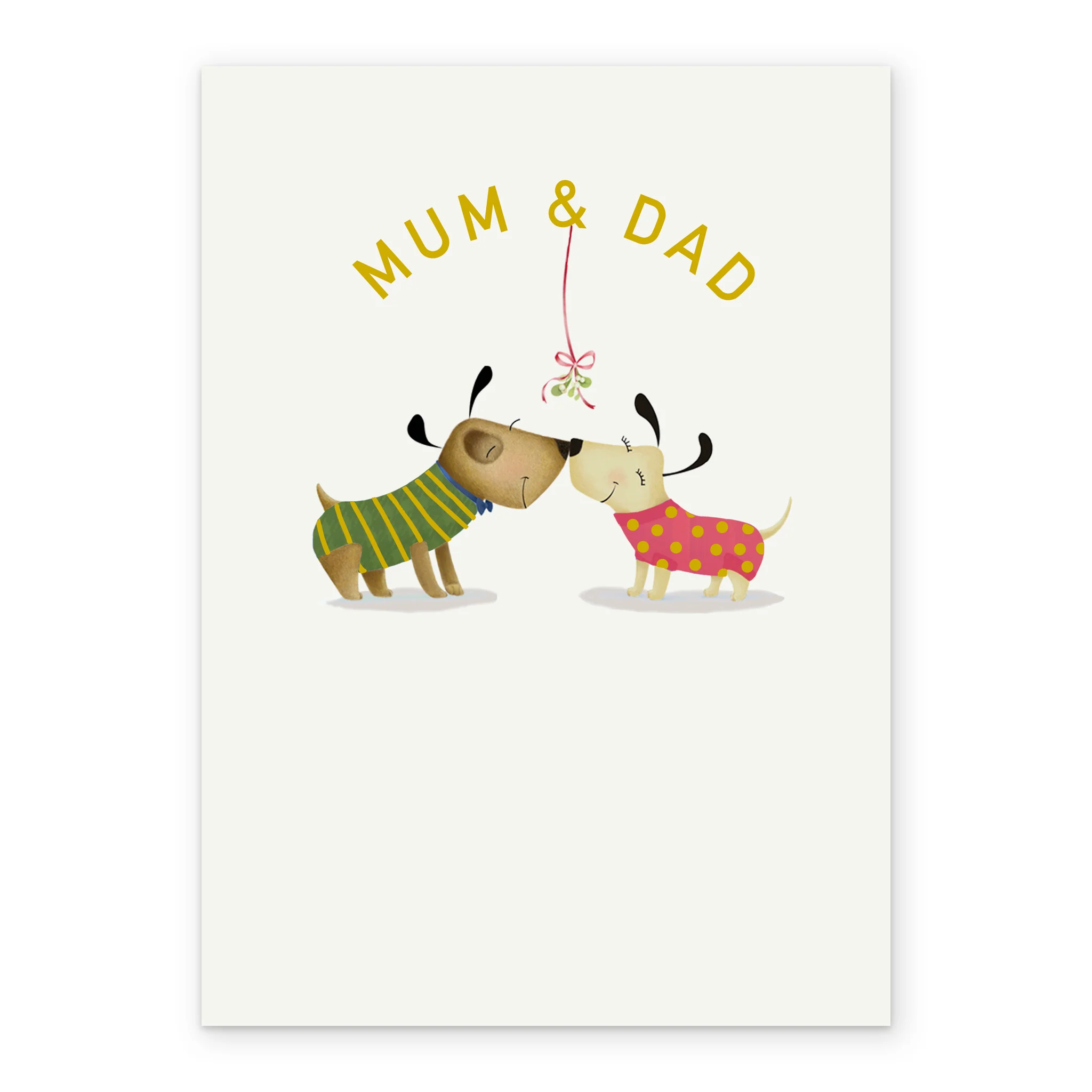 Personalised Mum & Dad Mistletoe And Dogs Christmas Card - Image 2