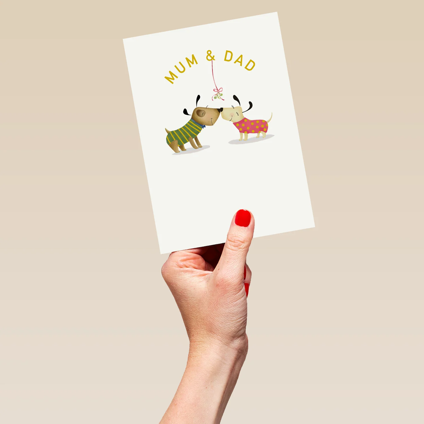 Personalised Mum & Dad Mistletoe And Dogs Christmas Card - Image 5