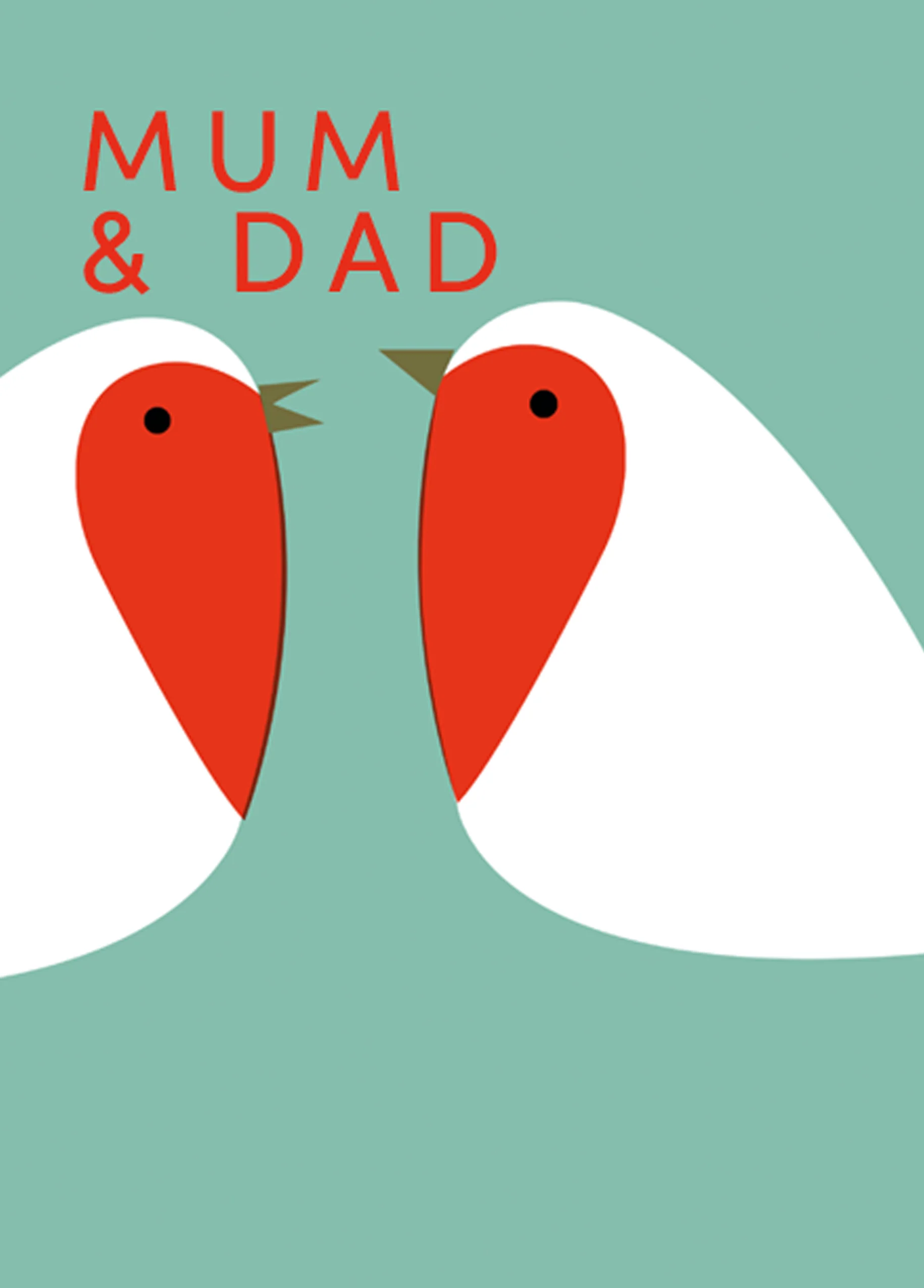 Personalised Mum & Dad Robins Heart Modern Christmas Card